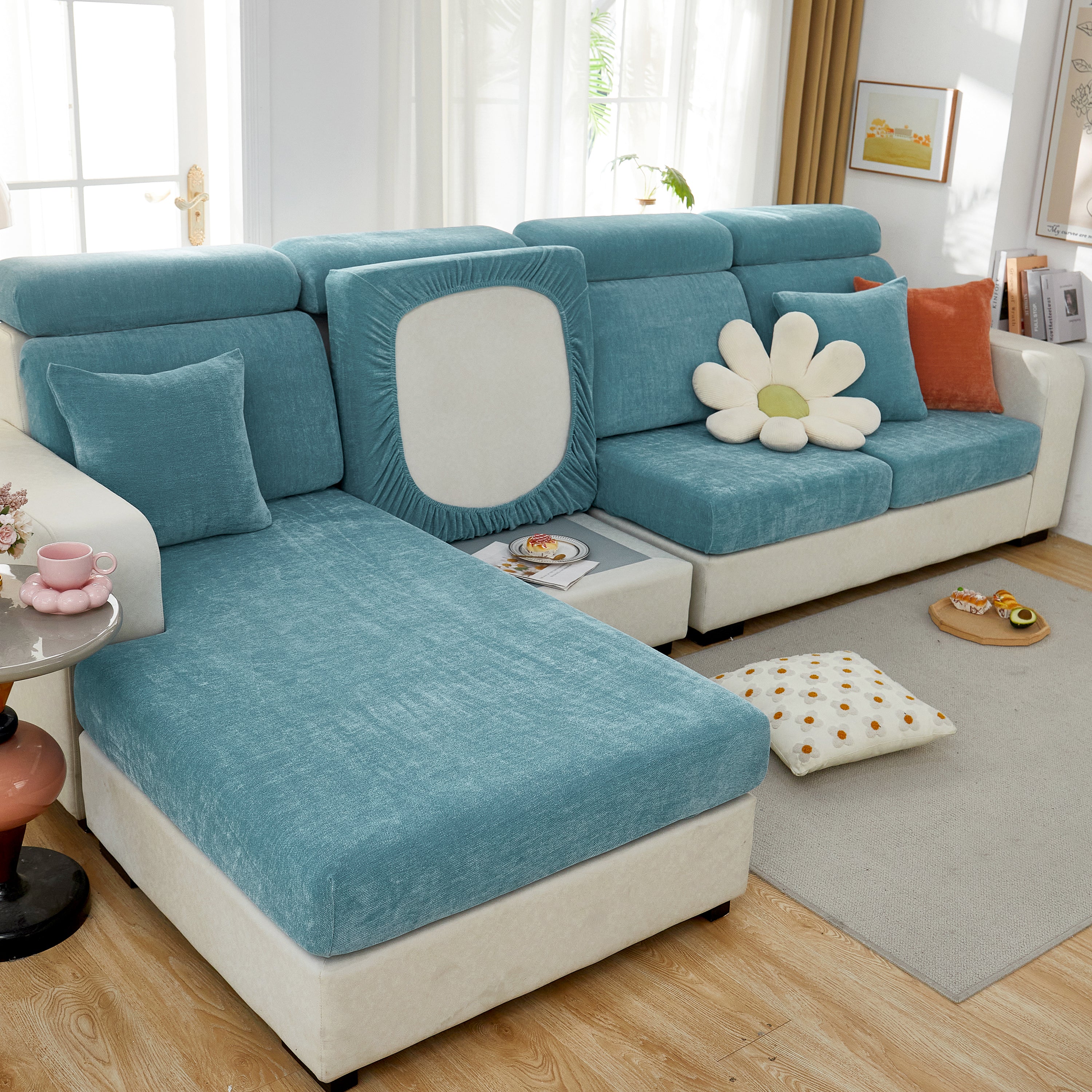 Chenille Cushion Covers For 1/2/3/4 Seater Sofas And L-shaped Couches, Furniture Covers For Pets