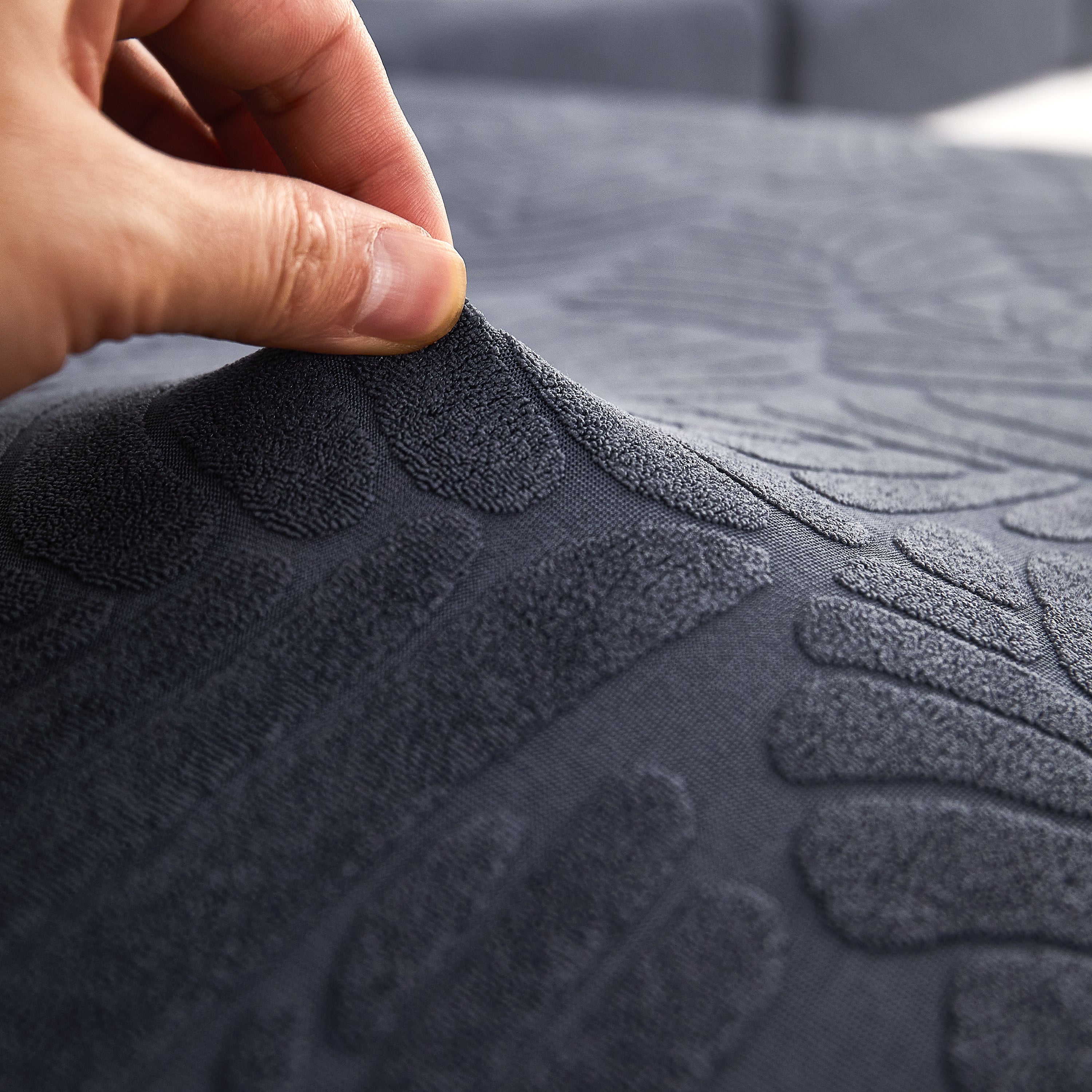 Leaf Pattern Jacquard Fabric Stretchable Cushion Cover, Non-slip Furniture Protector For Kids, L Shaped Couch Covers