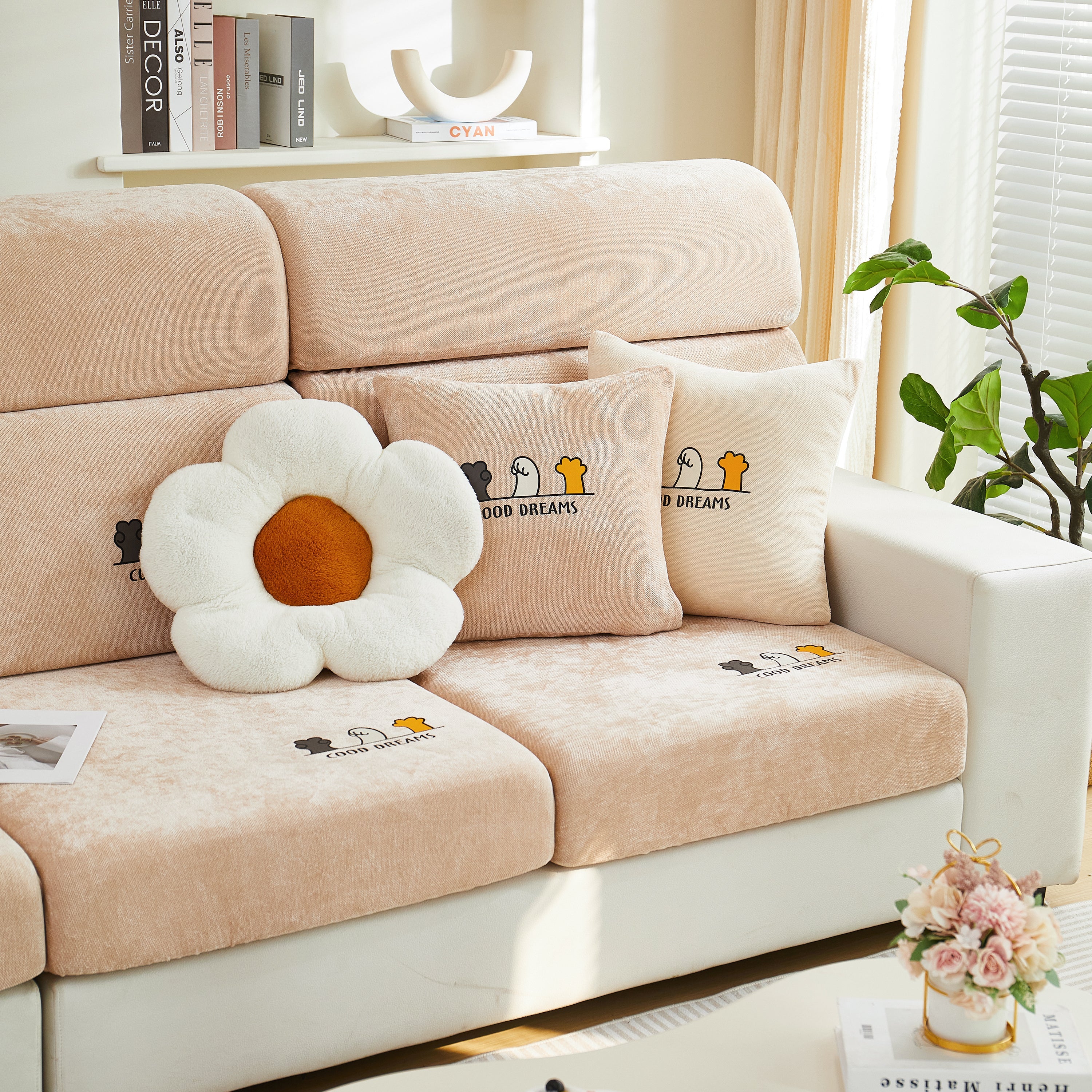 Super Stretch Seat Cushion/couch Slipcover, Solid Couch Cushion Covers Washable Furniture Protector