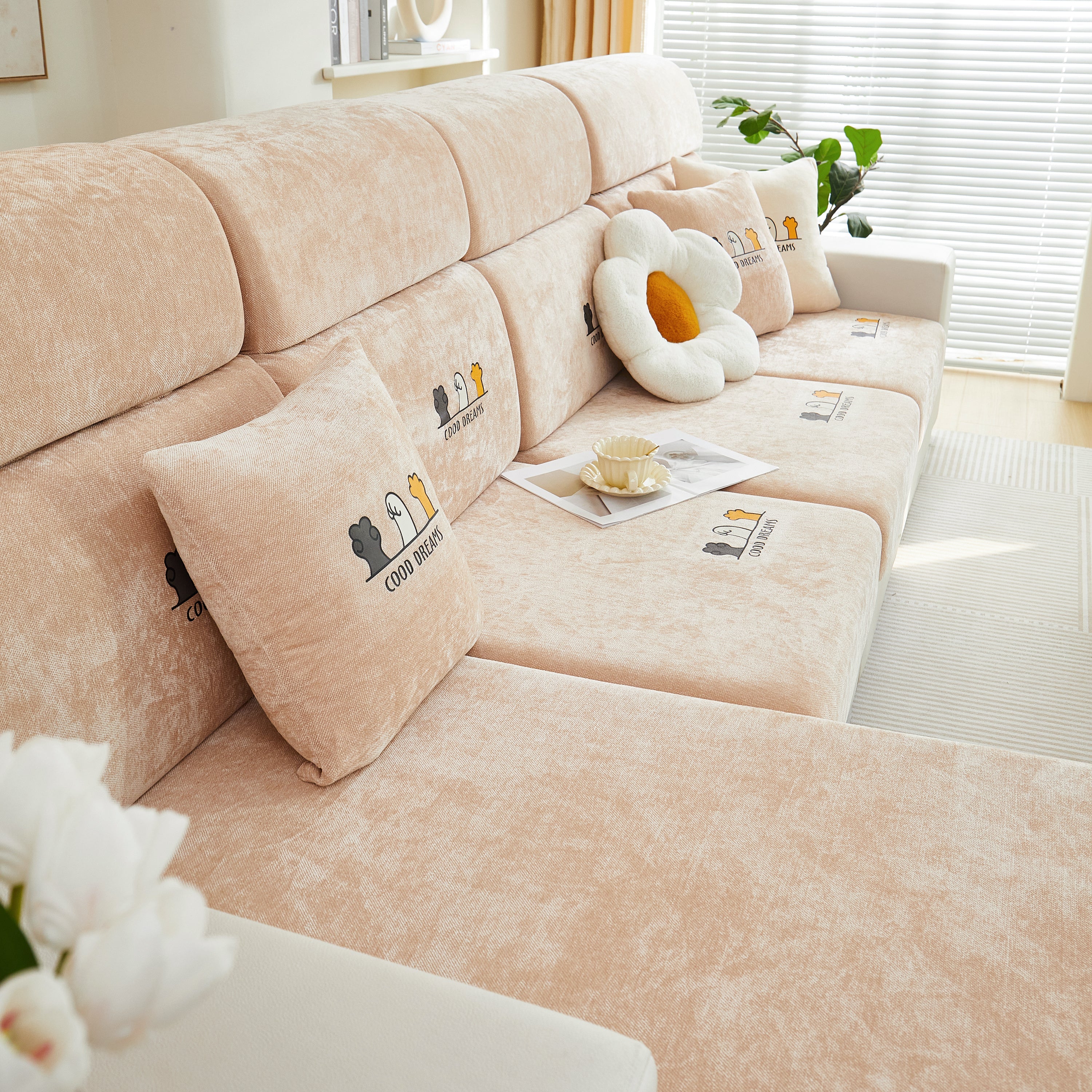 Super Stretch Seat Cushion/couch Slipcover, Solid Couch Cushion Covers Washable Furniture Protector
