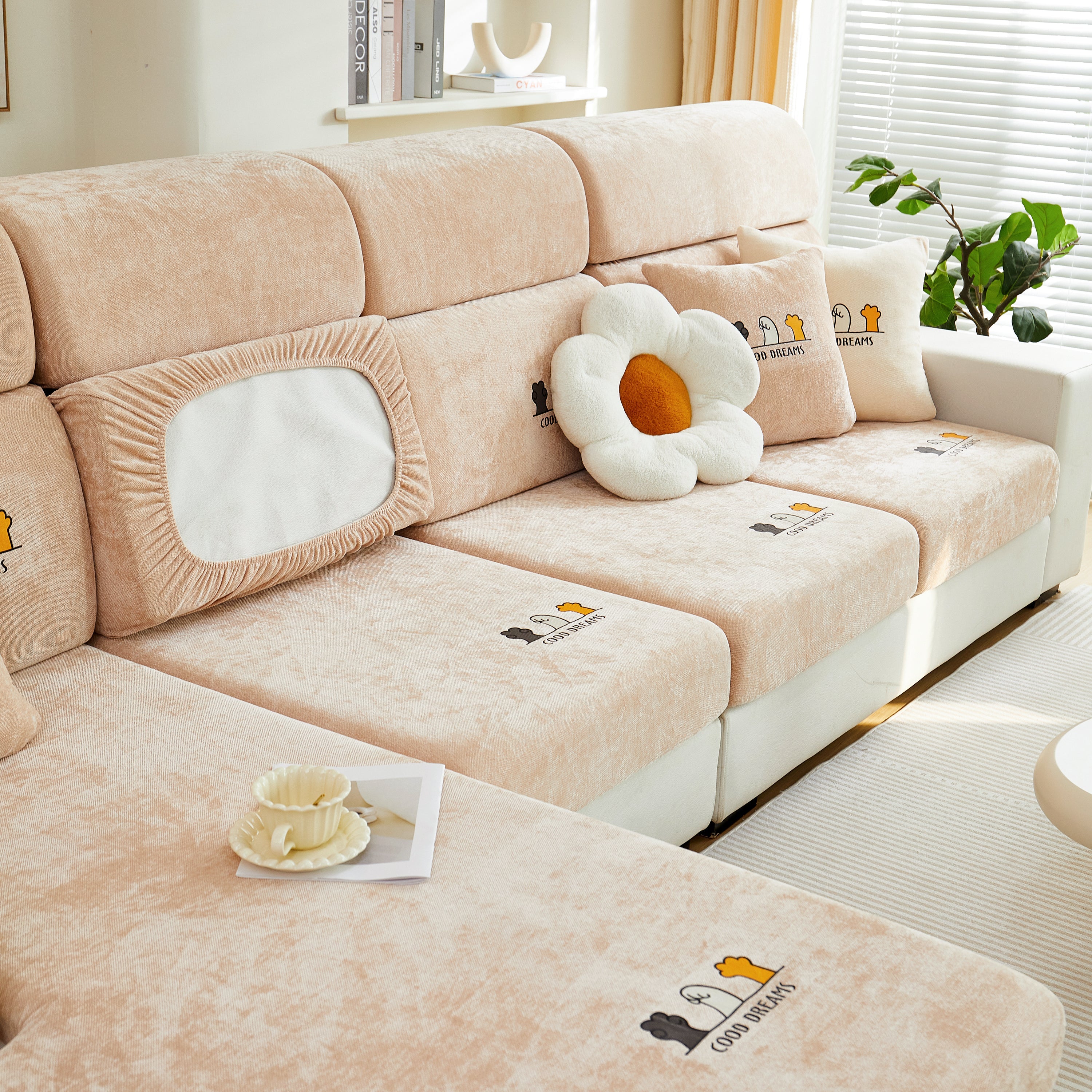 Super Stretch Seat Cushion/couch Slipcover, Solid Couch Cushion Covers Washable Furniture Protector