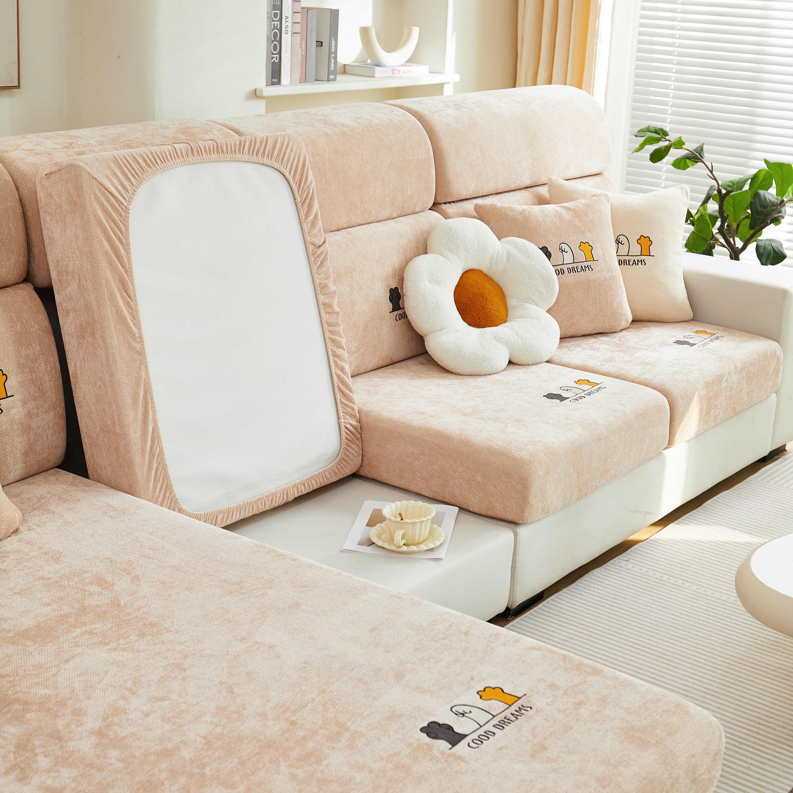 Super Stretch Seat Cushion/couch Slipcover, Solid Couch Cushion Covers Washable Furniture Protector