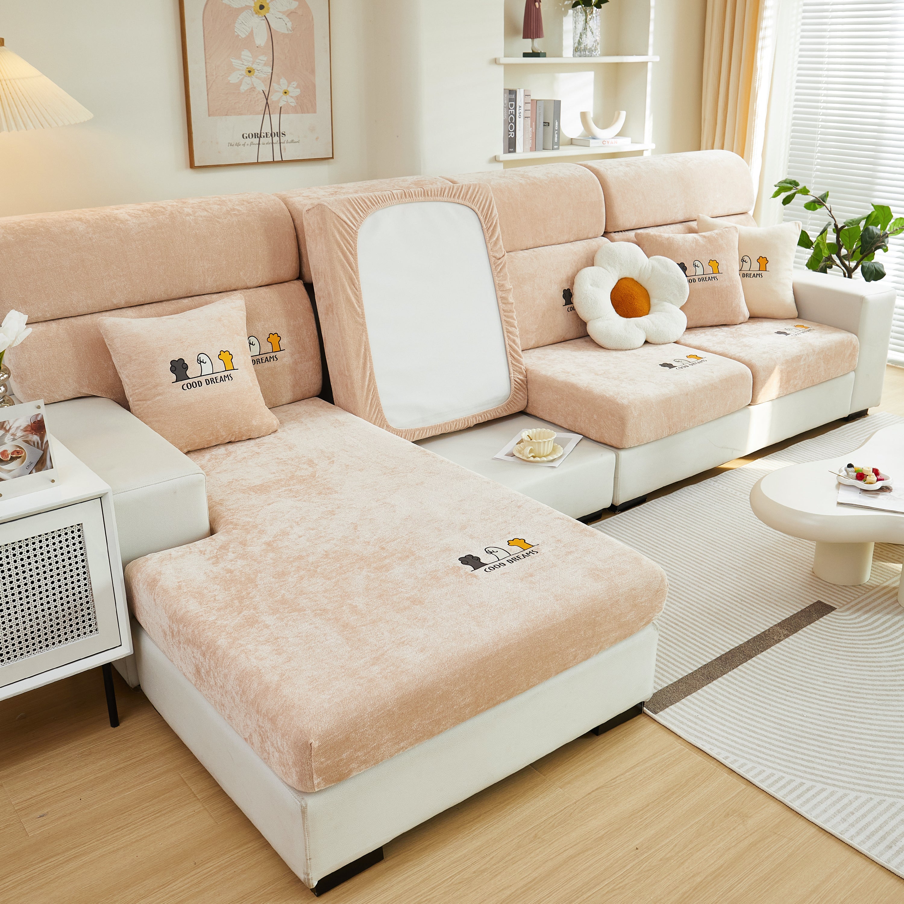 Super Stretch Seat Cushion/couch Slipcover, Solid Couch Cushion Covers Washable Furniture Protector