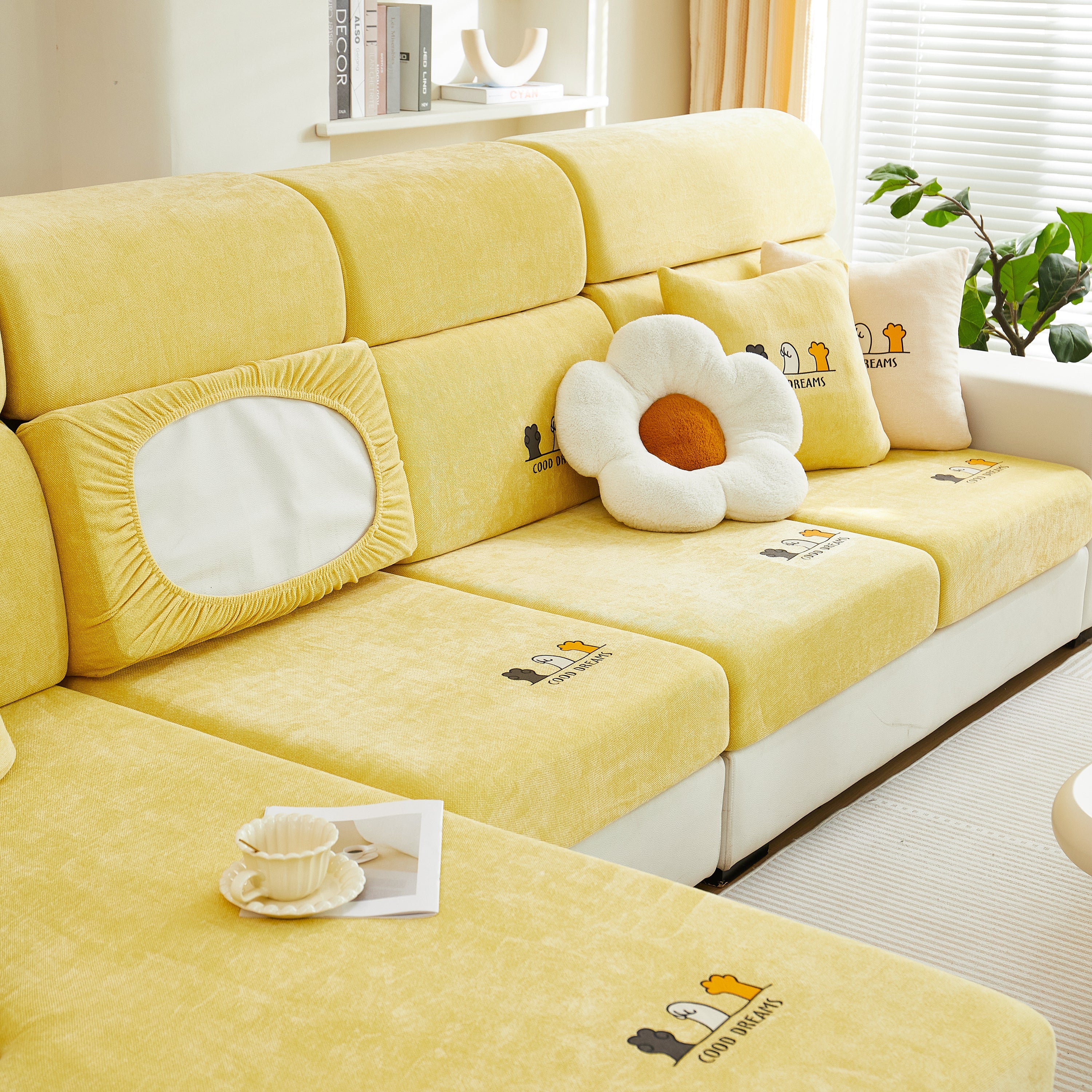 Super Stretch Seat Cushion/couch Slipcover, Solid Couch Cushion Covers Washable Furniture Protector