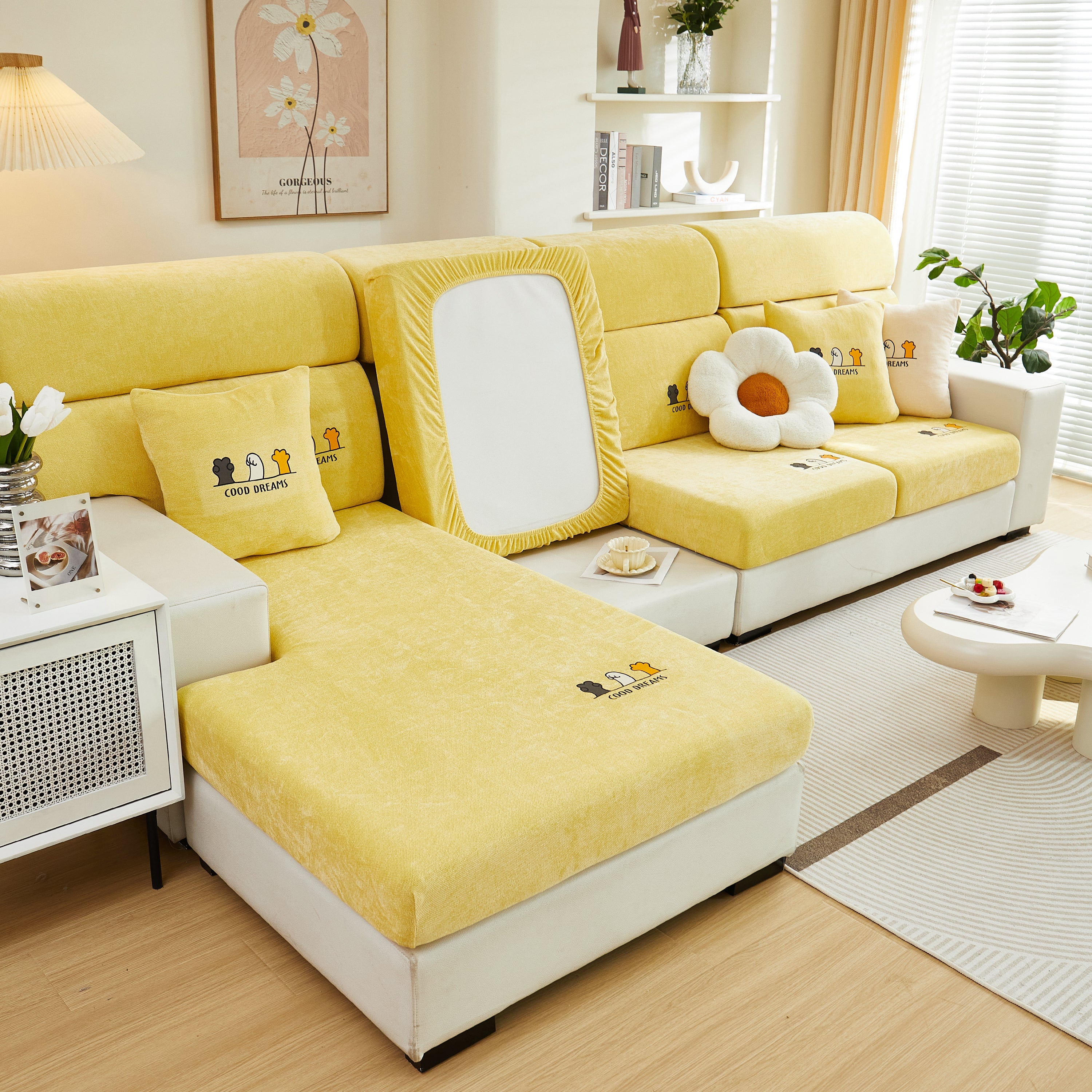 Super Stretch Seat Cushion/couch Slipcover, Solid Couch Cushion Covers Washable Furniture Protector
