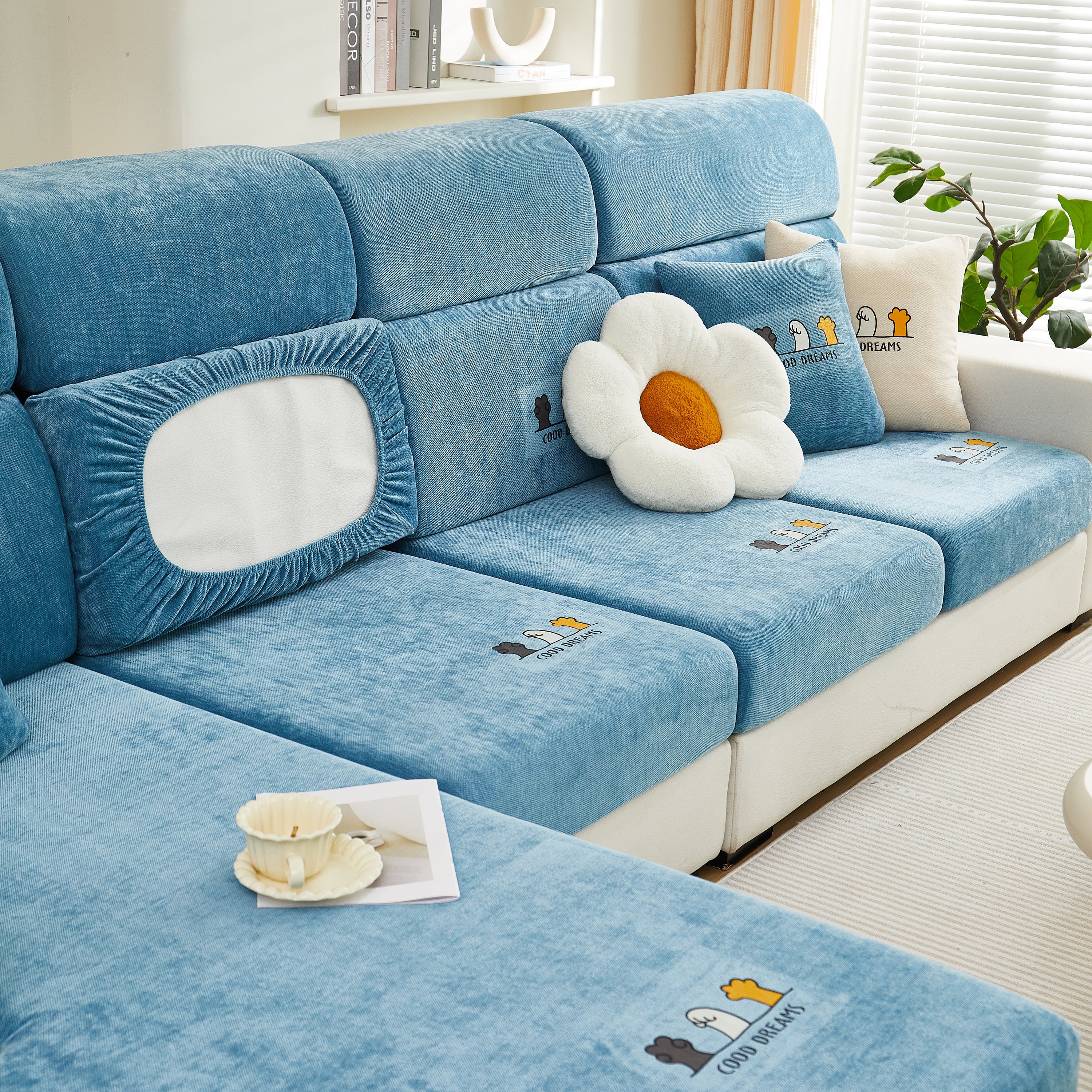 Super Stretch Seat Cushion/couch Slipcover, Solid Couch Cushion Covers Washable Furniture Protector