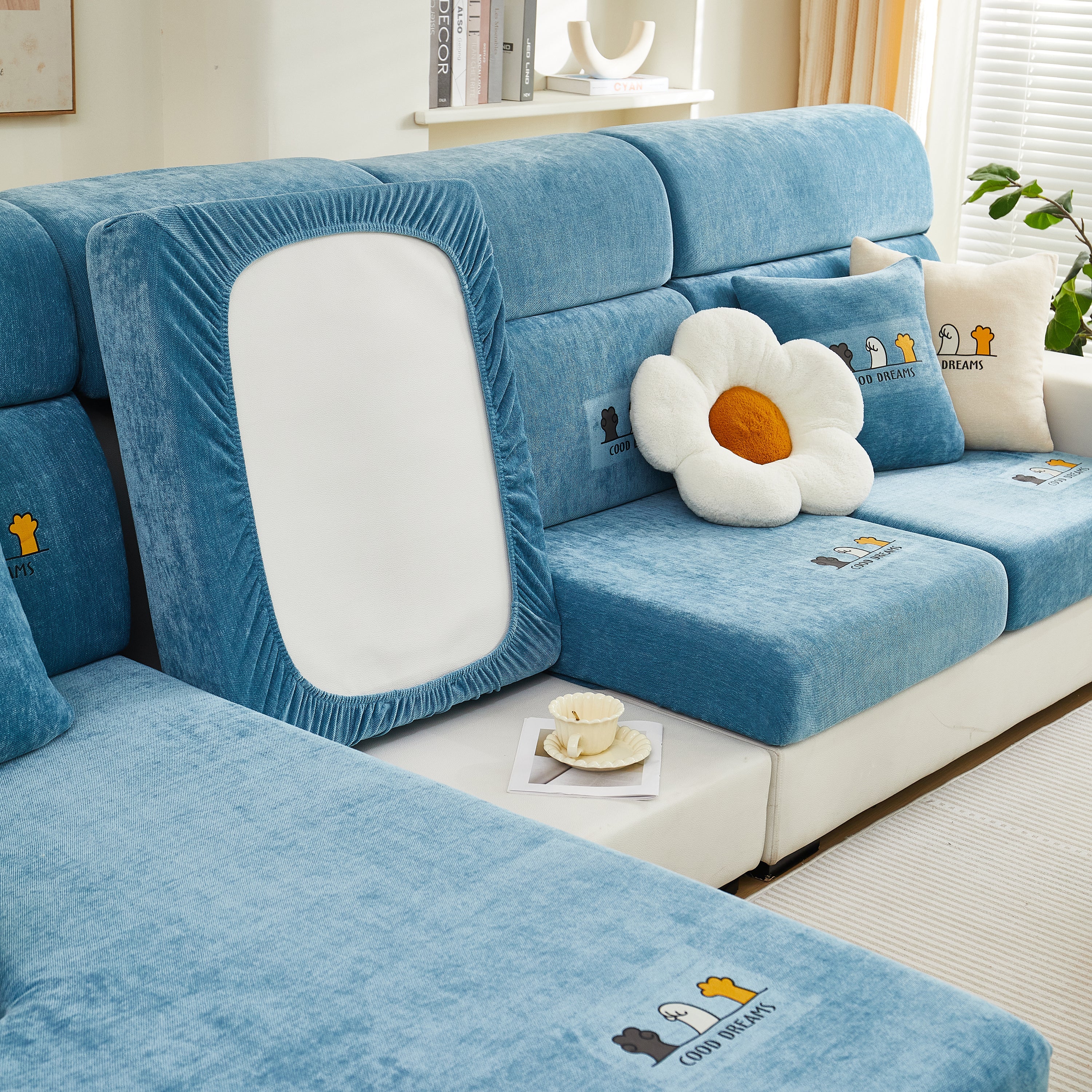 Super Stretch Seat Cushion/couch Slipcover, Solid Couch Cushion Covers Washable Furniture Protector
