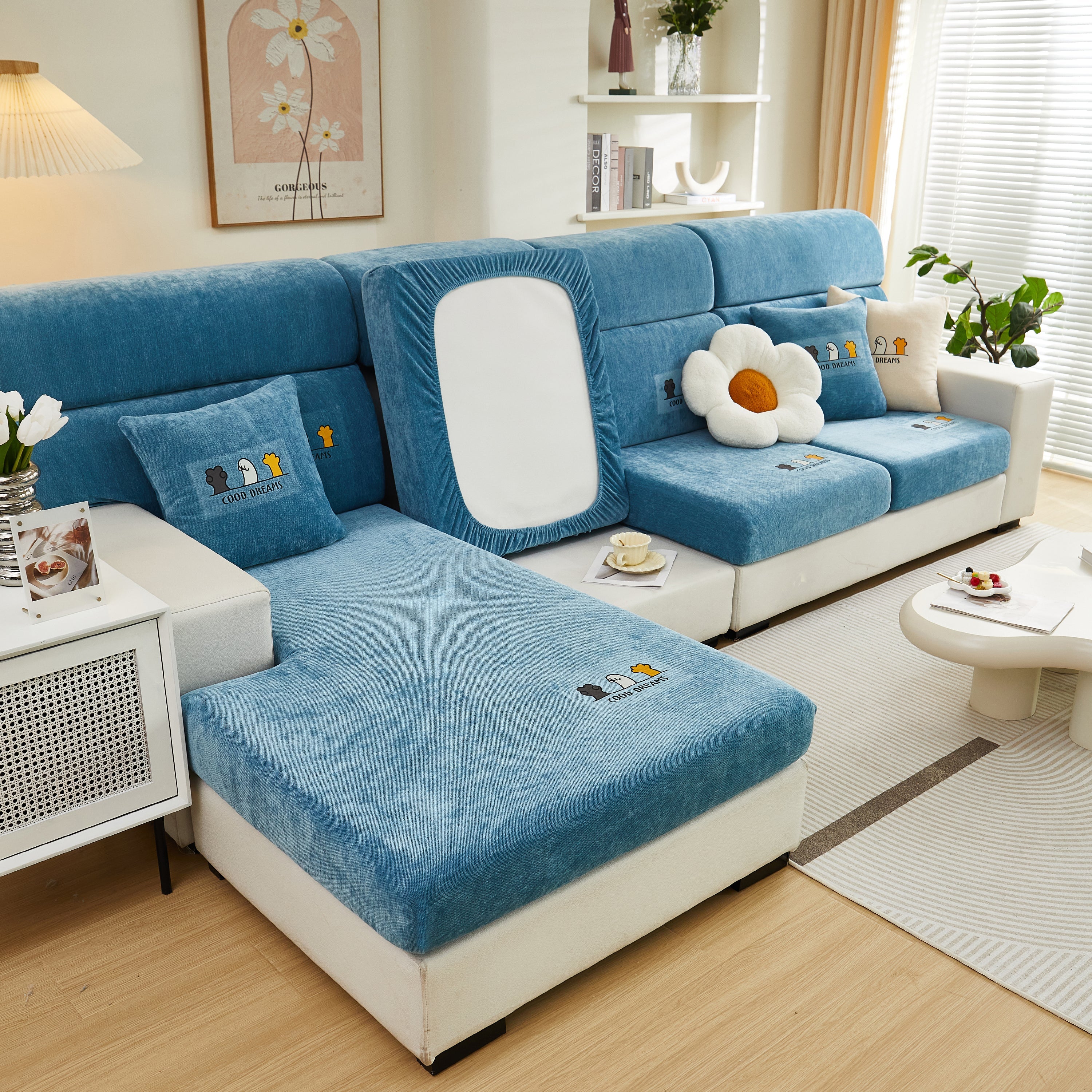Super Stretch Seat Cushion/couch Slipcover, Solid Couch Cushion Covers Washable Furniture Protector
