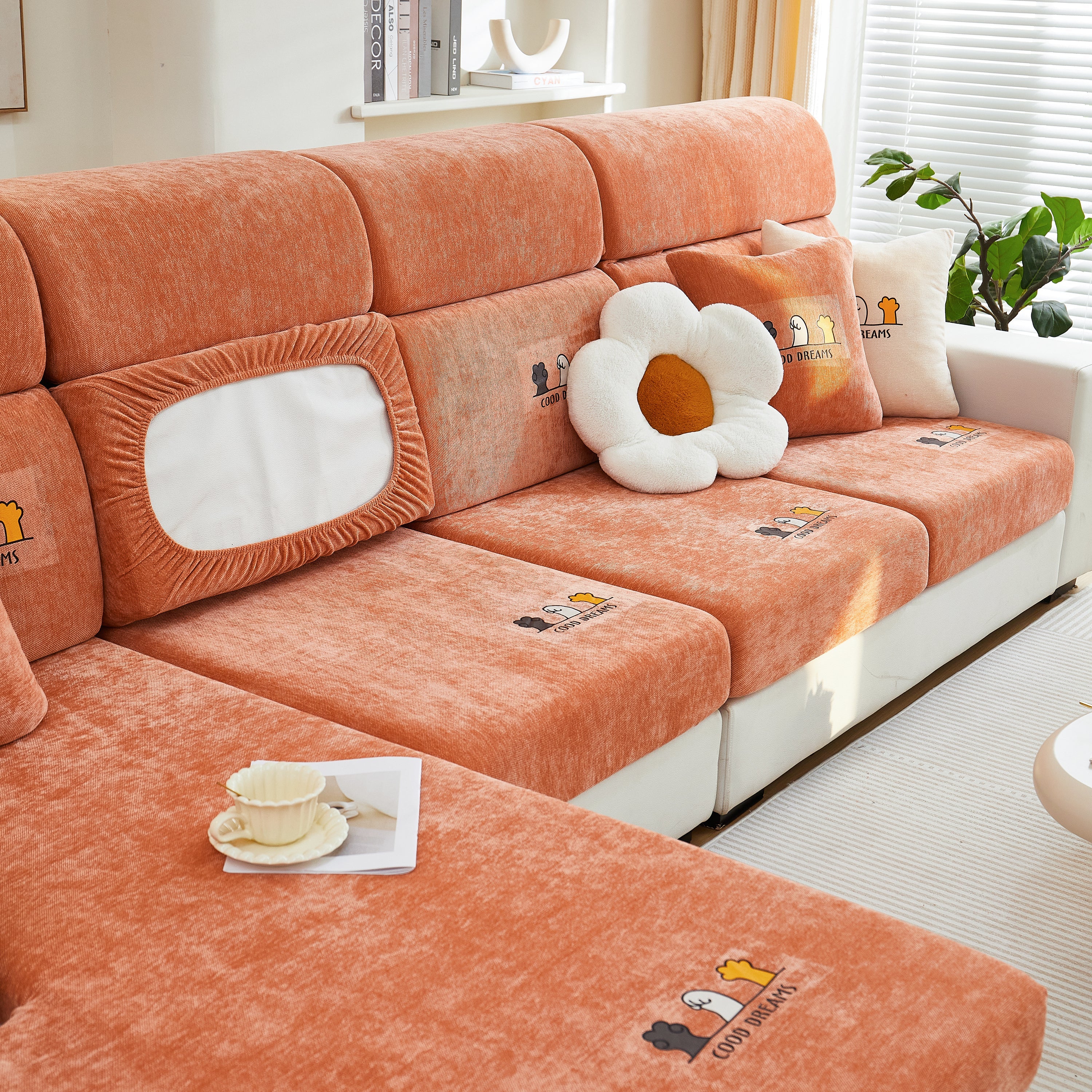 Super Stretch Seat Cushion/couch Slipcover, Solid Couch Cushion Covers Washable Furniture Protector
