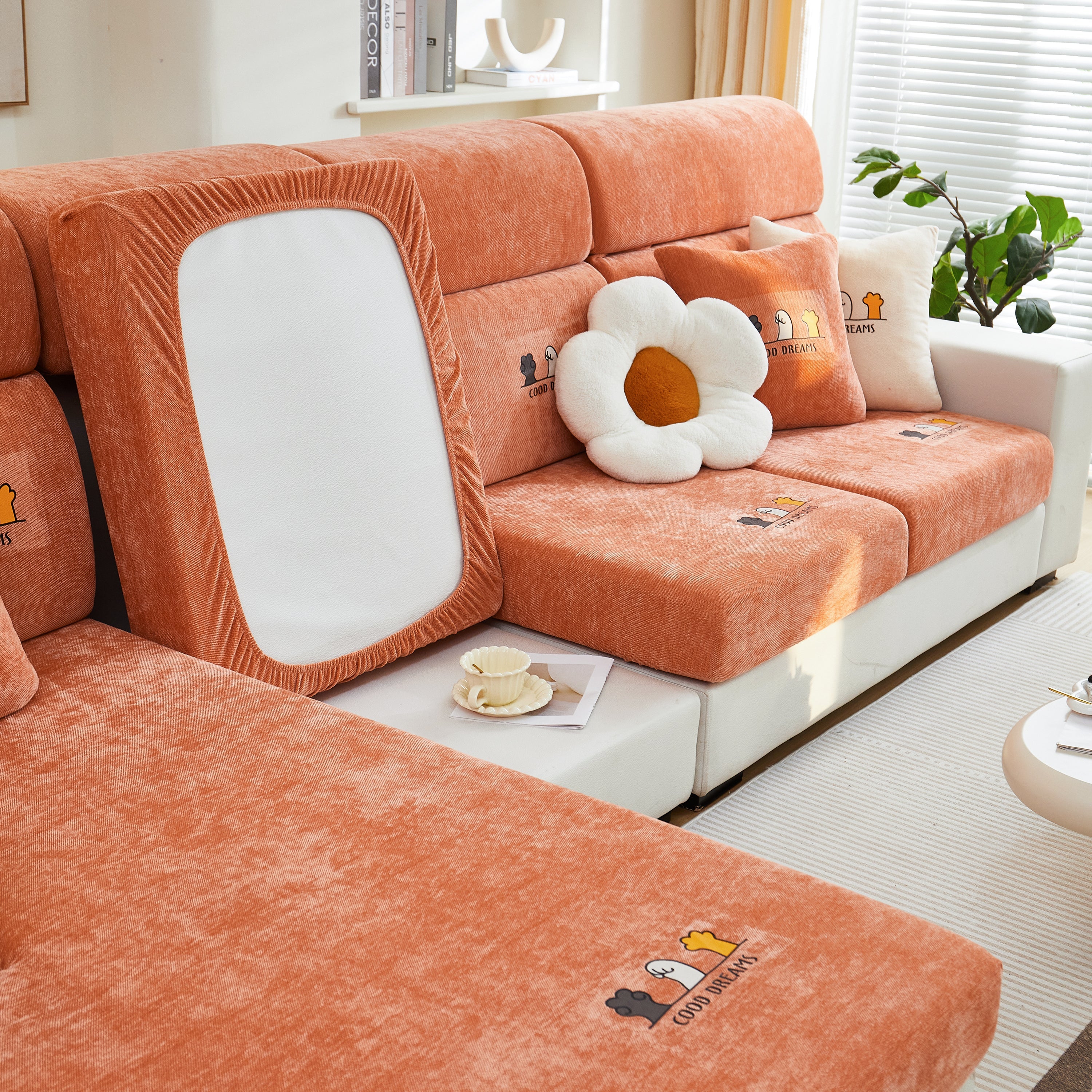 Super Stretch Seat Cushion/couch Slipcover, Solid Couch Cushion Covers Washable Furniture Protector