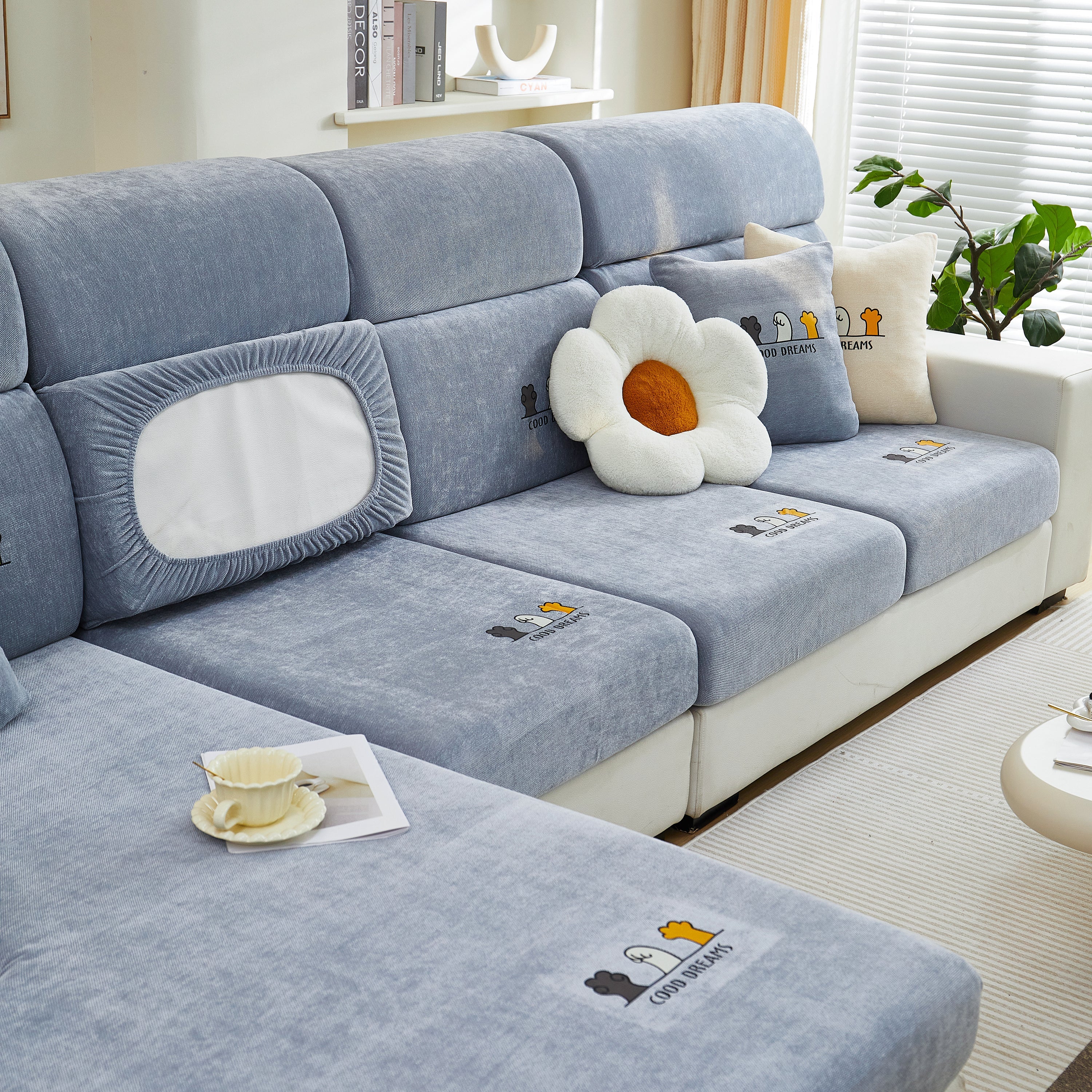 Super Stretch Seat Cushion/couch Slipcover, Solid Couch Cushion Covers Washable Furniture Protector