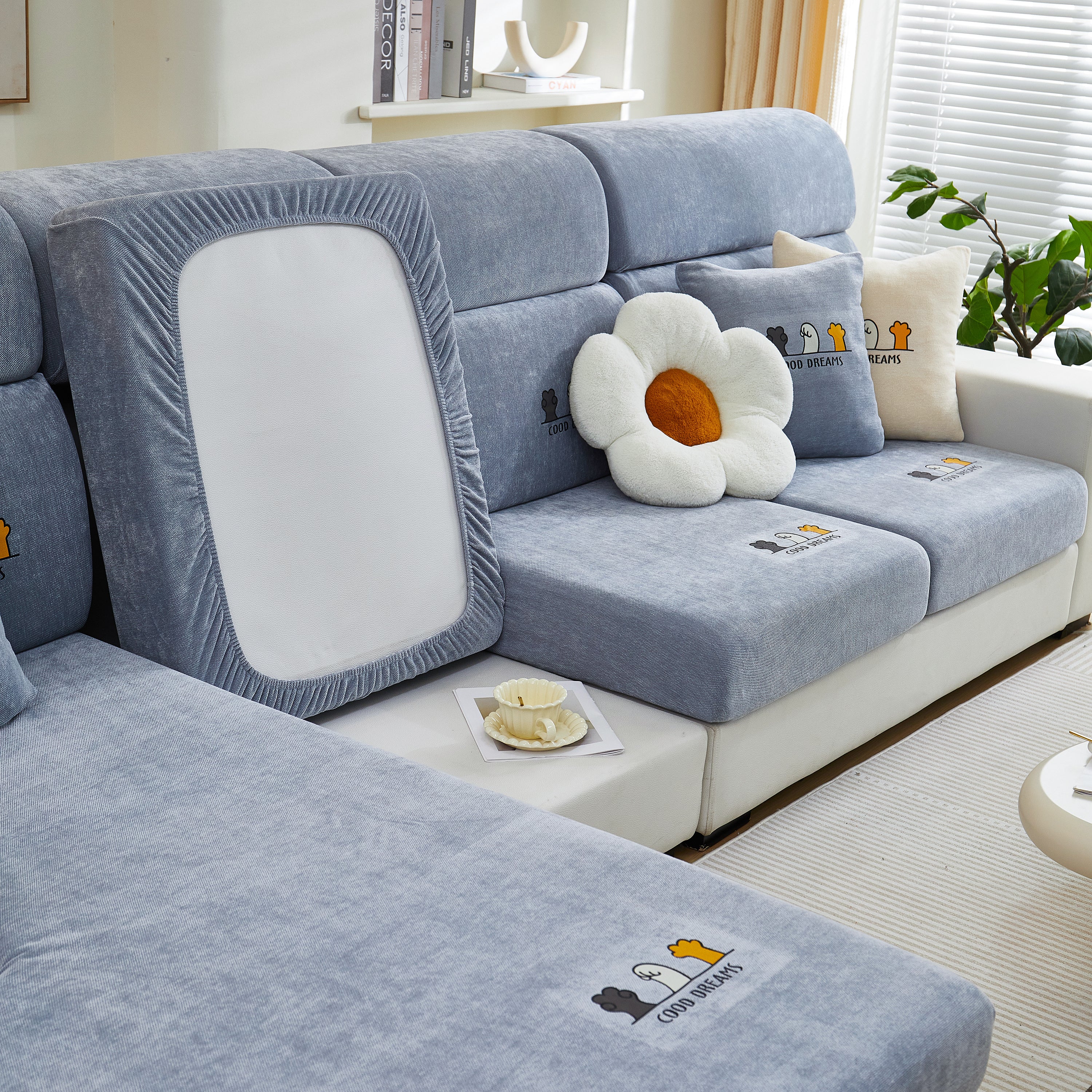 Super Stretch Seat Cushion/couch Slipcover, Solid Couch Cushion Covers Washable Furniture Protector