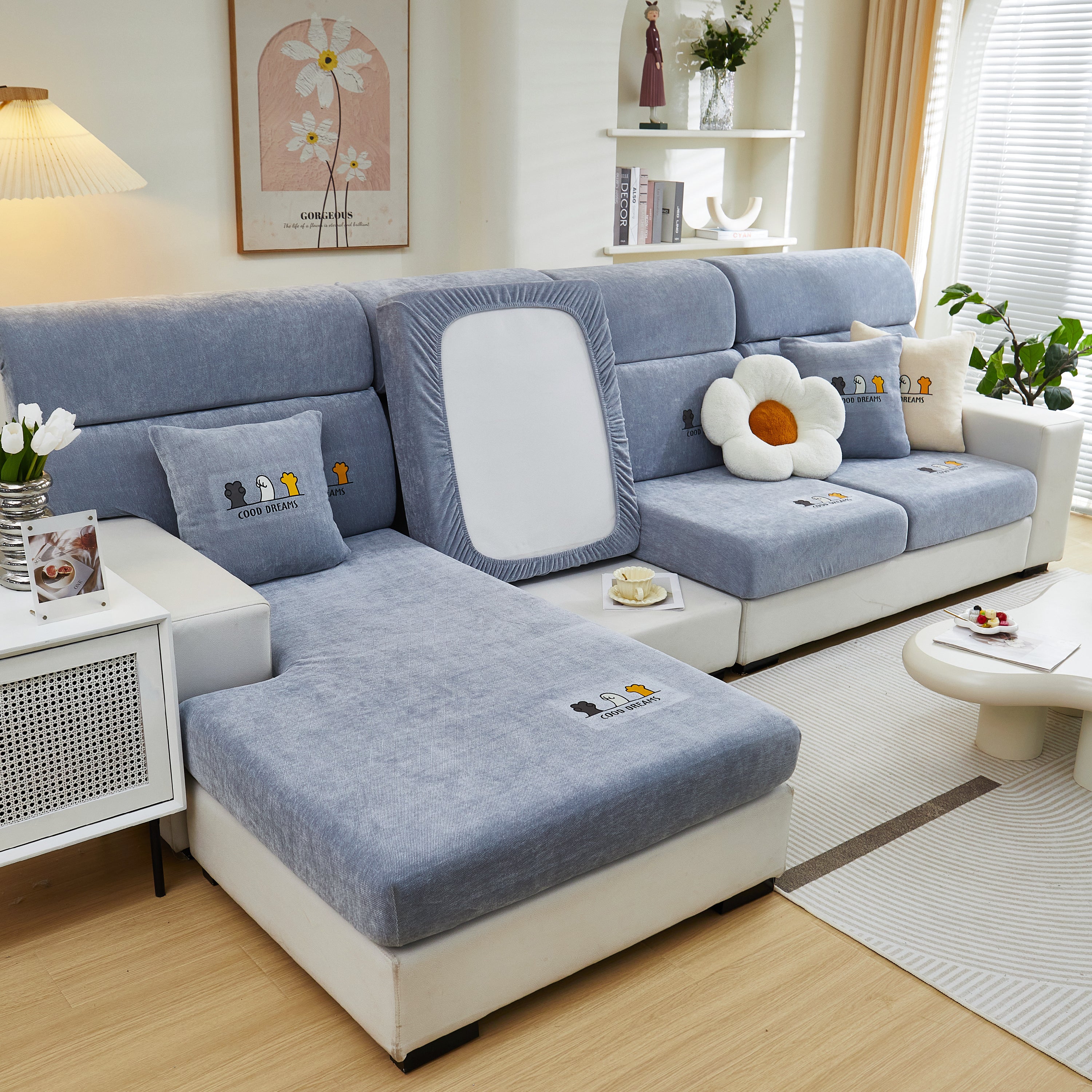 Super Stretch Seat Cushion/couch Slipcover, Solid Couch Cushion Covers Washable Furniture Protector