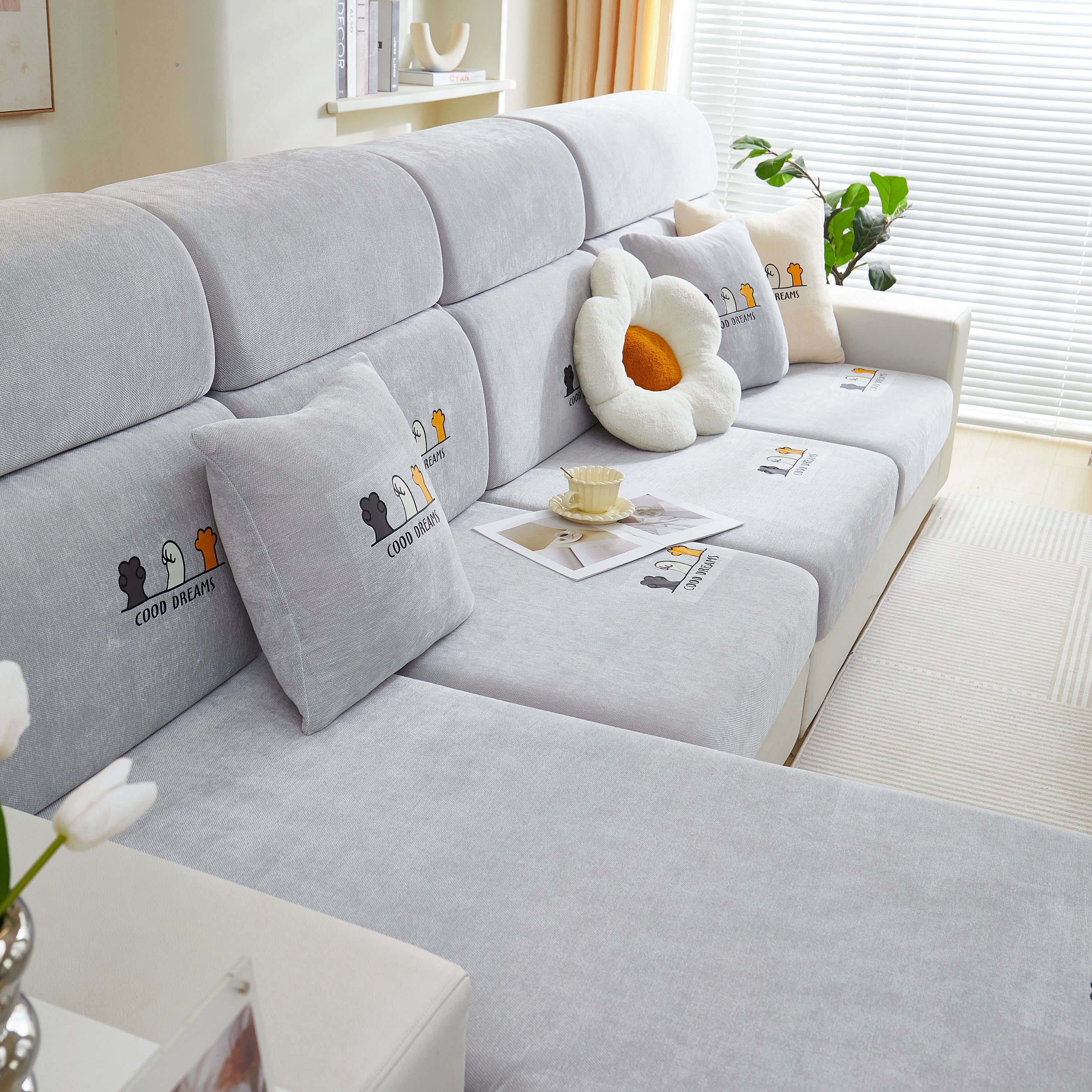 Super Stretch Seat Cushion/couch Slipcover, Solid Couch Cushion Covers Washable Furniture Protector