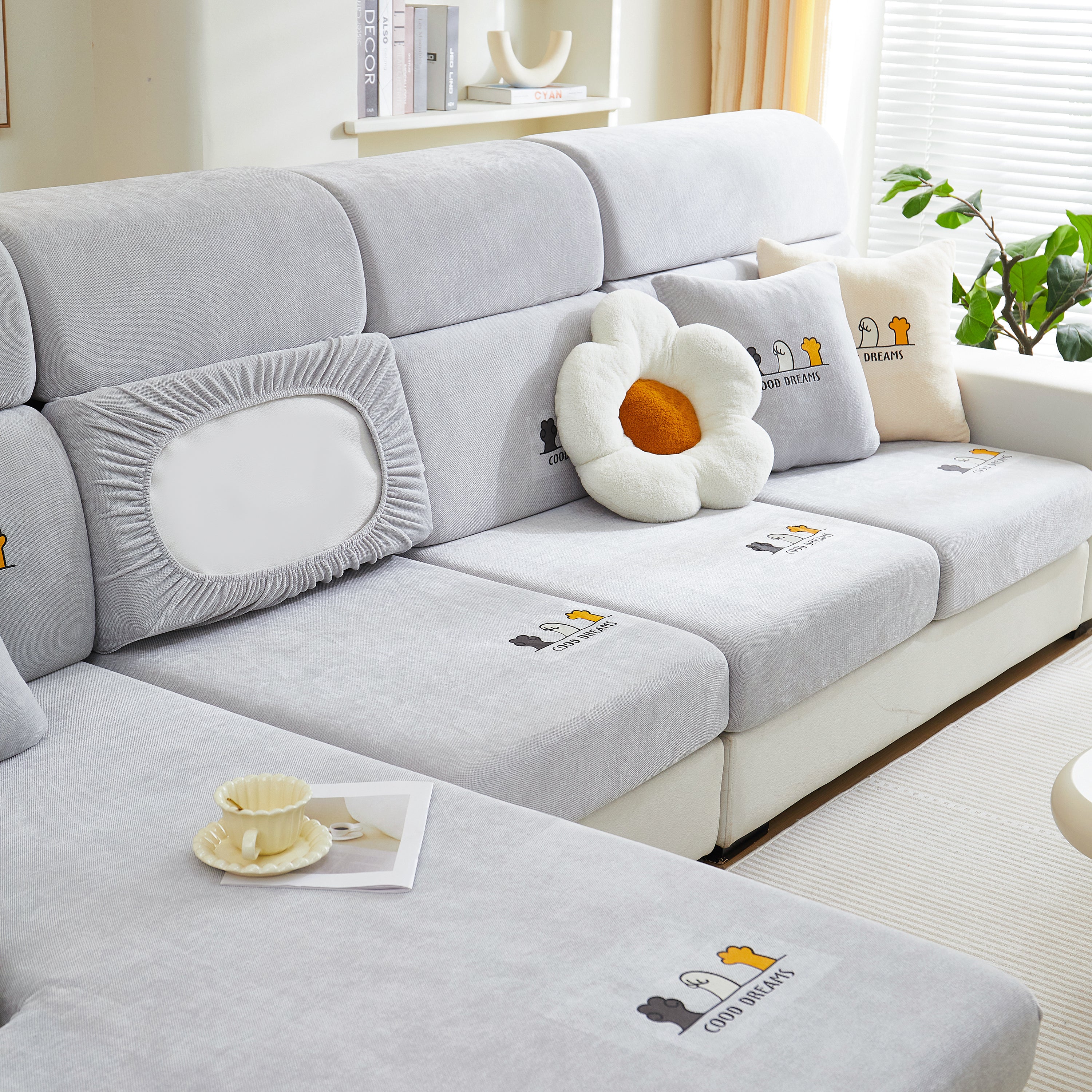 Super Stretch Seat Cushion/couch Slipcover, Solid Couch Cushion Covers Washable Furniture Protector