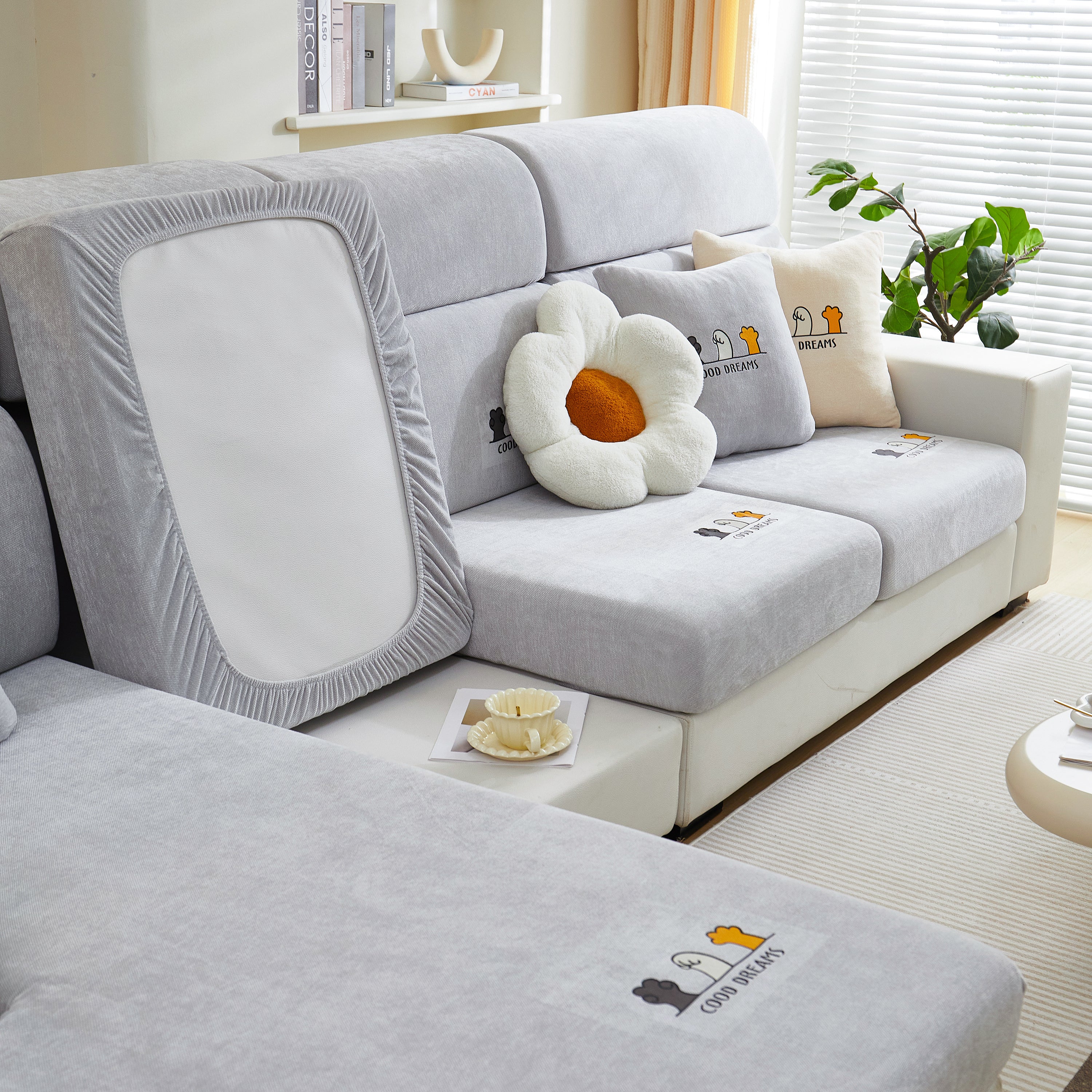 Super Stretch Seat Cushion/couch Slipcover, Solid Couch Cushion Covers Washable Furniture Protector