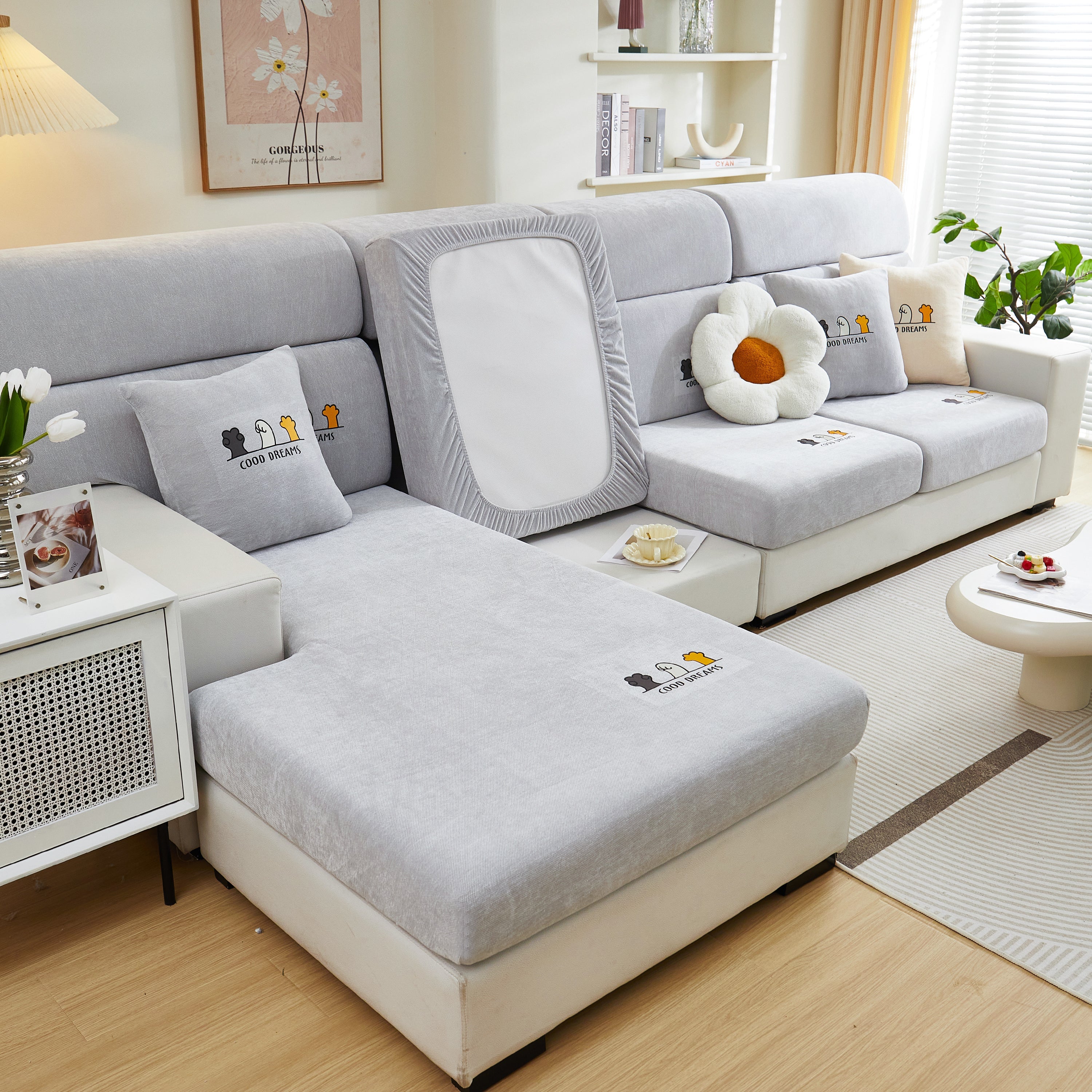 Super Stretch Seat Cushion/couch Slipcover, Solid Couch Cushion Covers Washable Furniture Protector