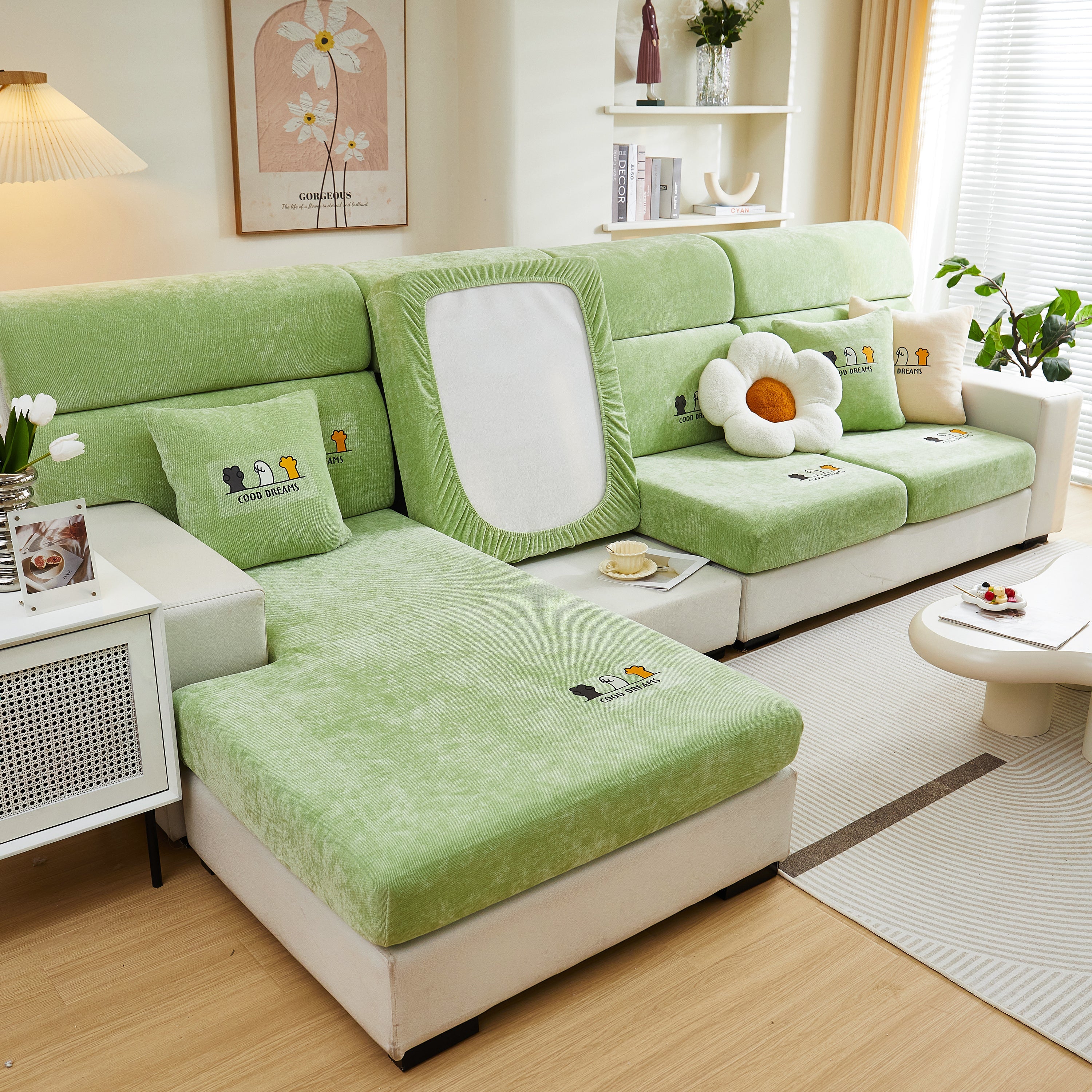 Super Stretch Seat Cushion/couch Slipcover, Solid Couch Cushion Covers Washable Furniture Protector