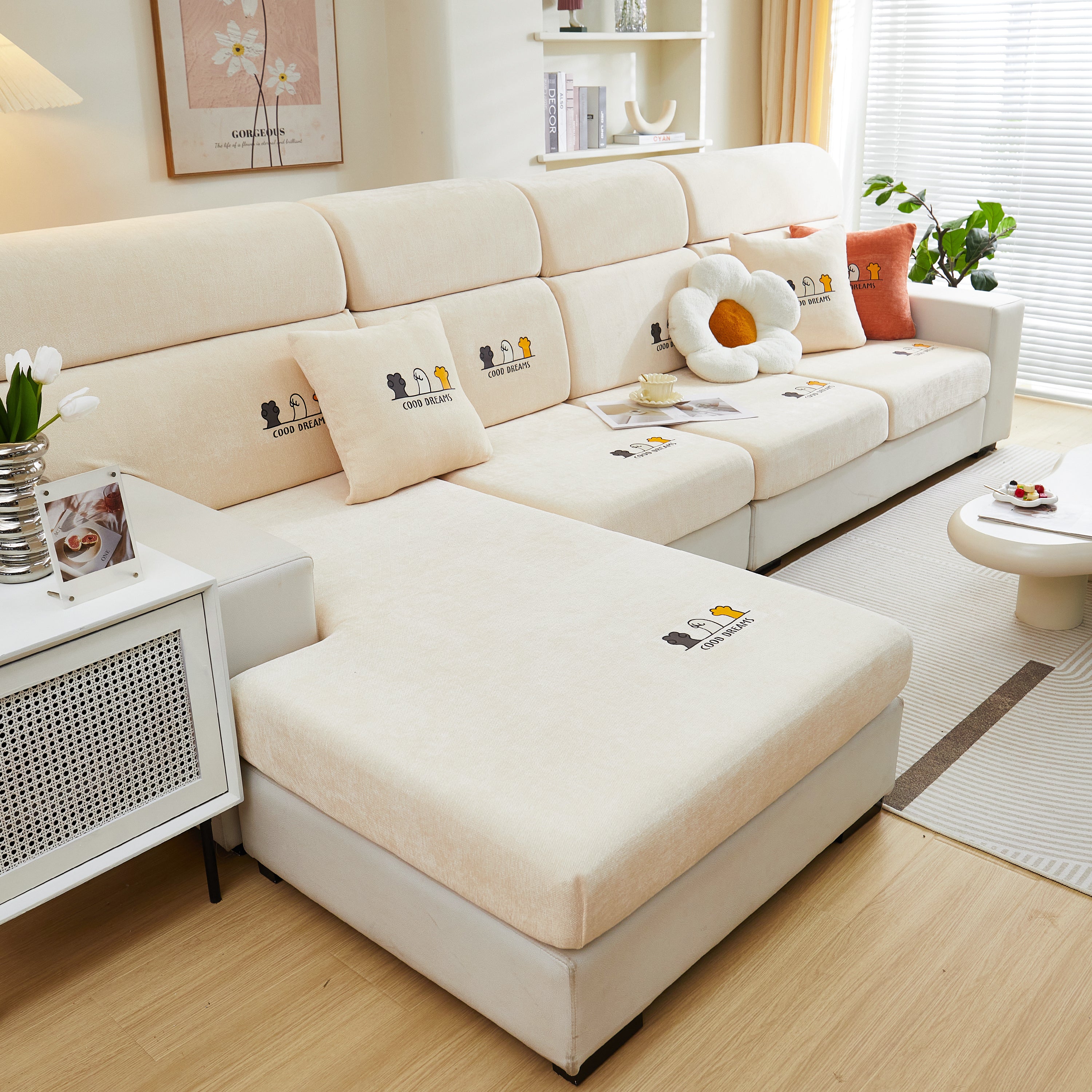 Super Stretch Seat Cushion/couch Slipcover, Solid Couch Cushion Covers Washable Furniture Protector