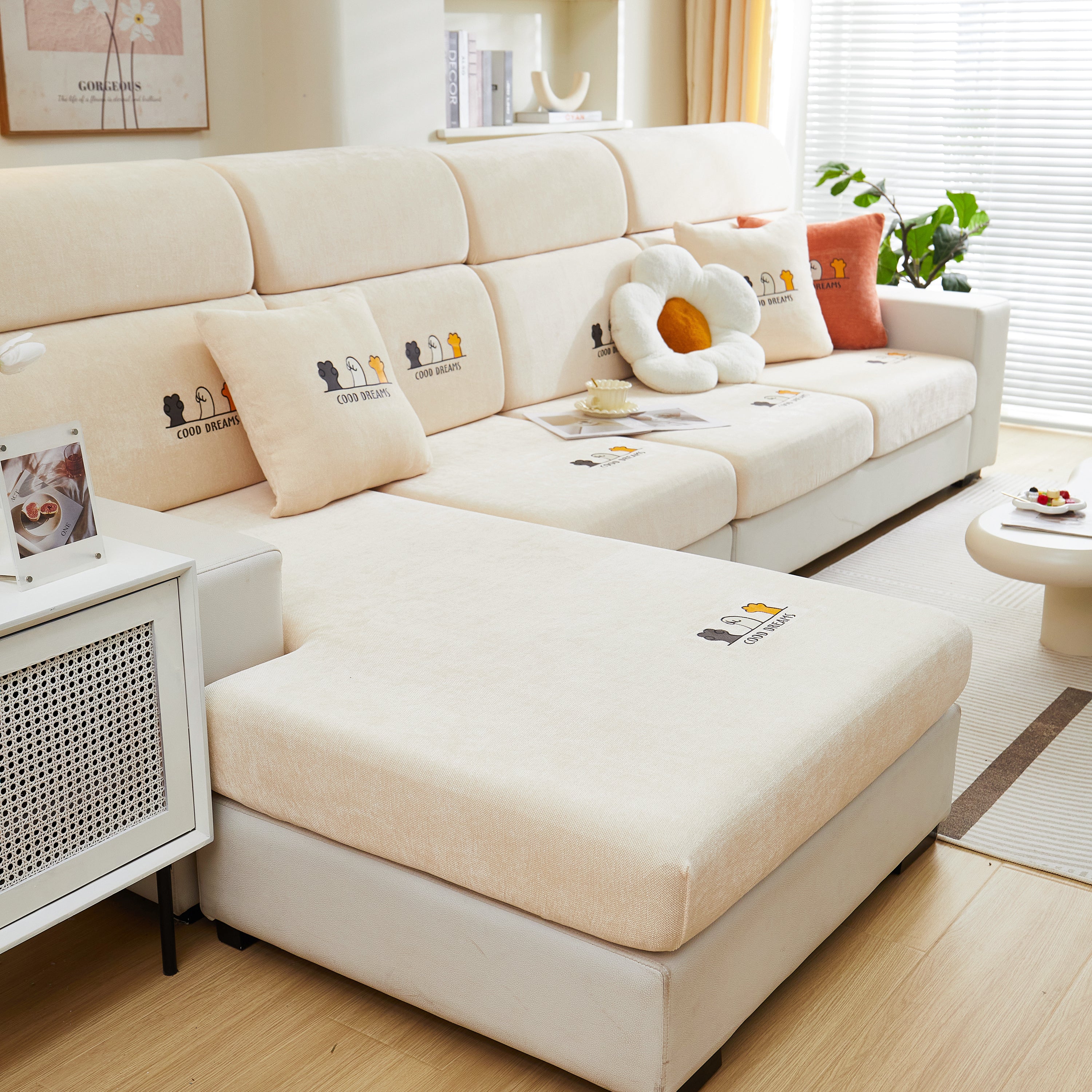 Super Stretch Seat Cushion/couch Slipcover, Solid Couch Cushion Covers Washable Furniture Protector