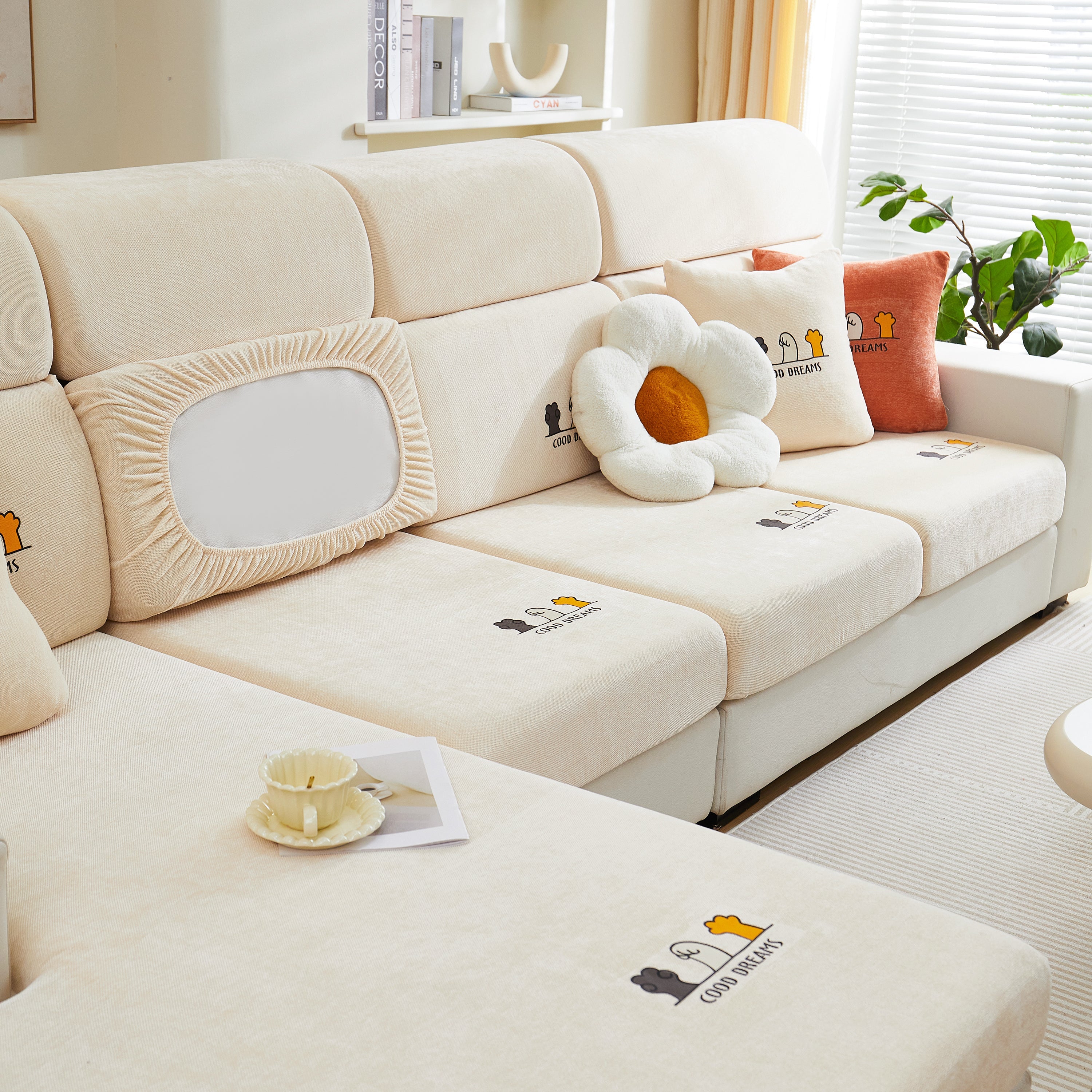 Super Stretch Seat Cushion/couch Slipcover, Solid Couch Cushion Covers Washable Furniture Protector