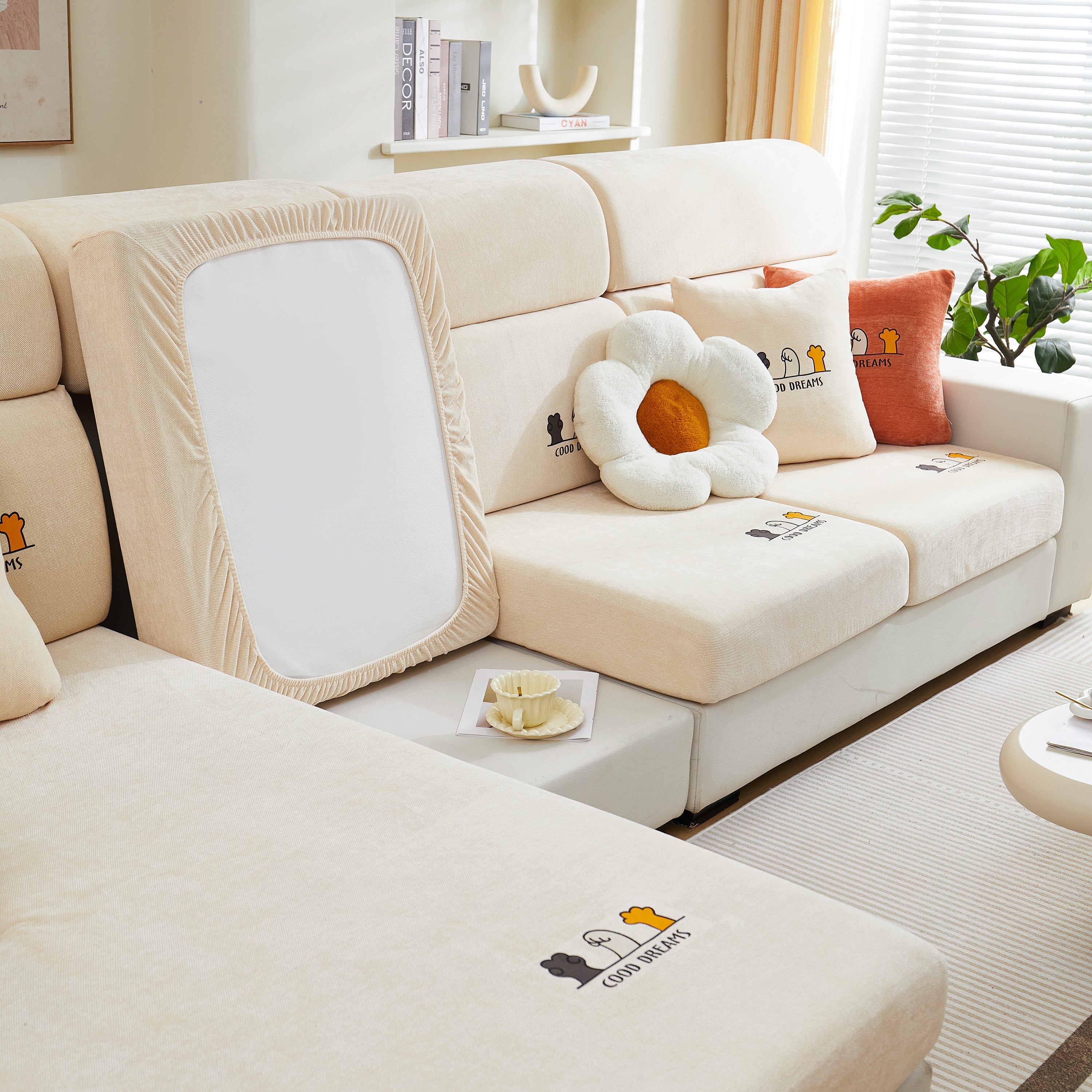 Super Stretch Seat Cushion/couch Slipcover, Solid Couch Cushion Covers Washable Furniture Protector