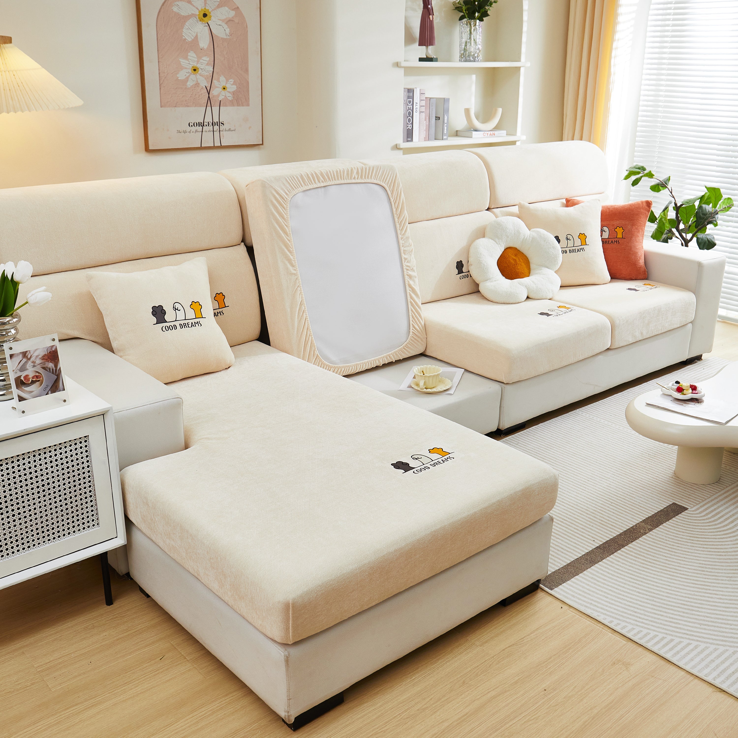 Super Stretch Seat Cushion/couch Slipcover, Solid Couch Cushion Covers Washable Furniture Protector