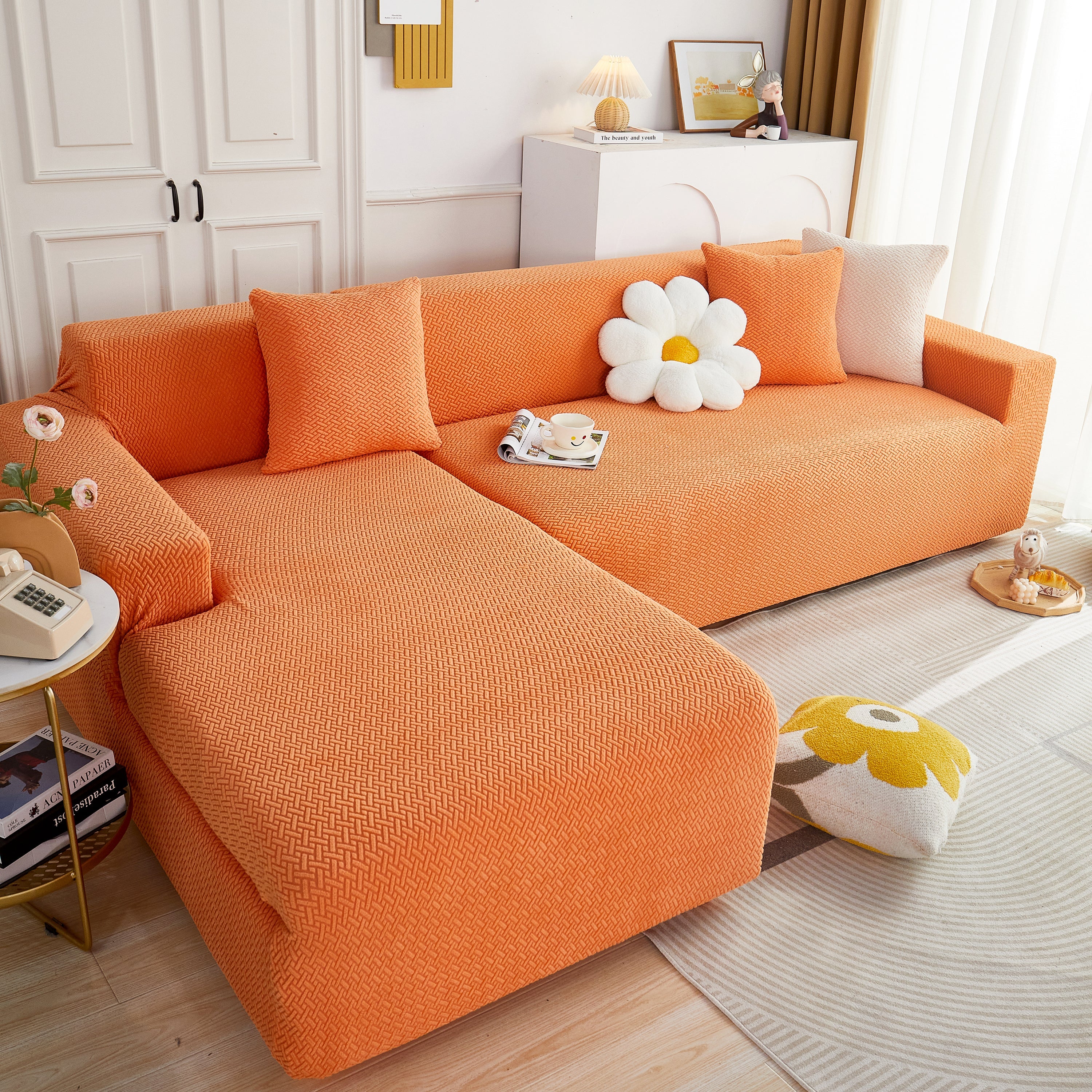L Shape Couch Covers Stretch Slipcovers Furniture Protector With 1pcs Free Pillowcases