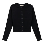 Cropped Ribbed Knit Cardigan
