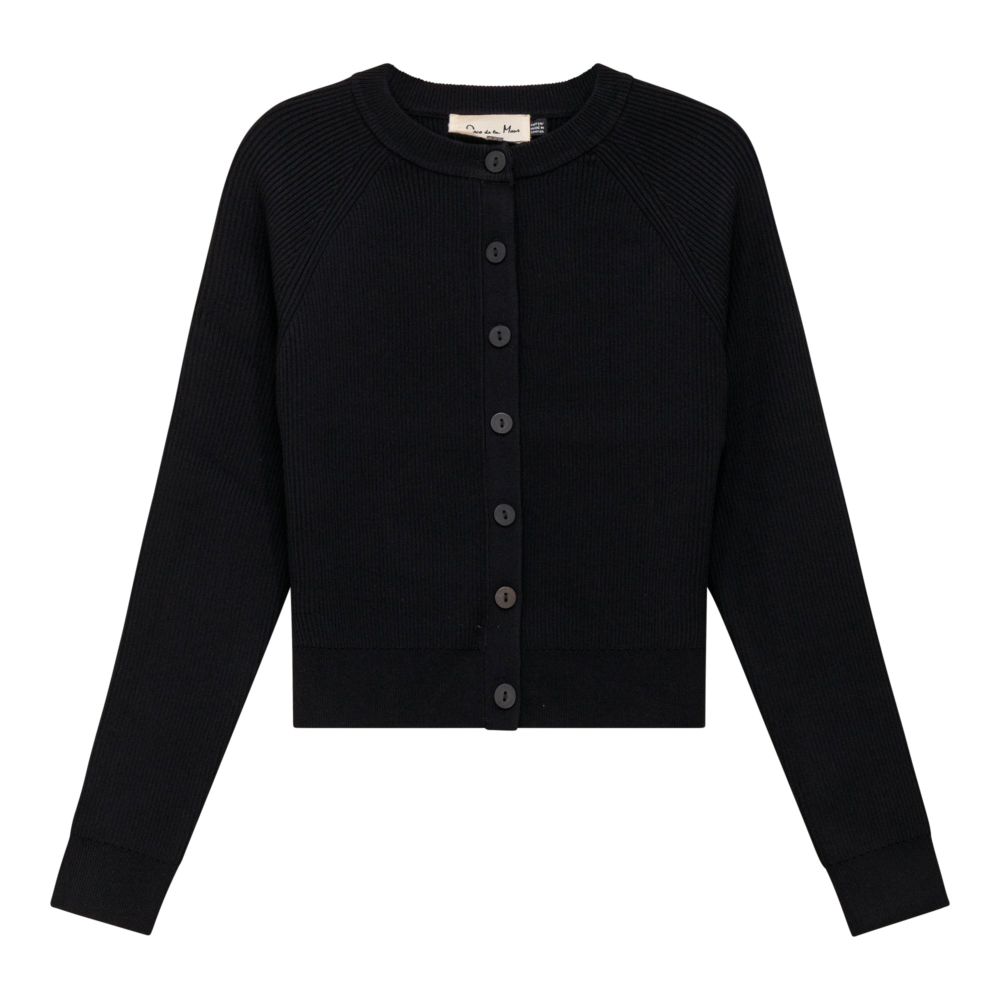 Cropped Ribbed Knit Cardigan