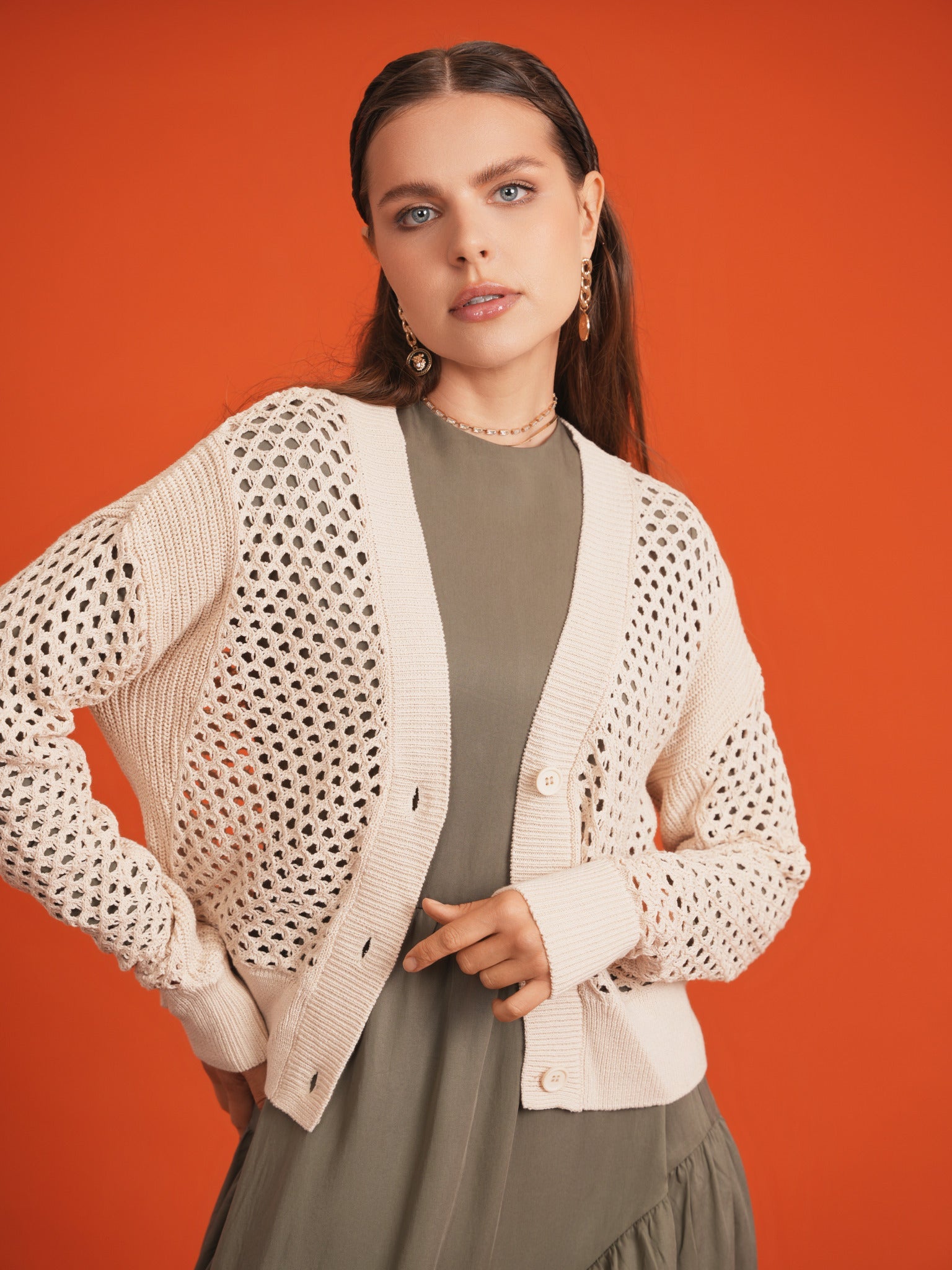 Crochet Knitted Crop Cardigan