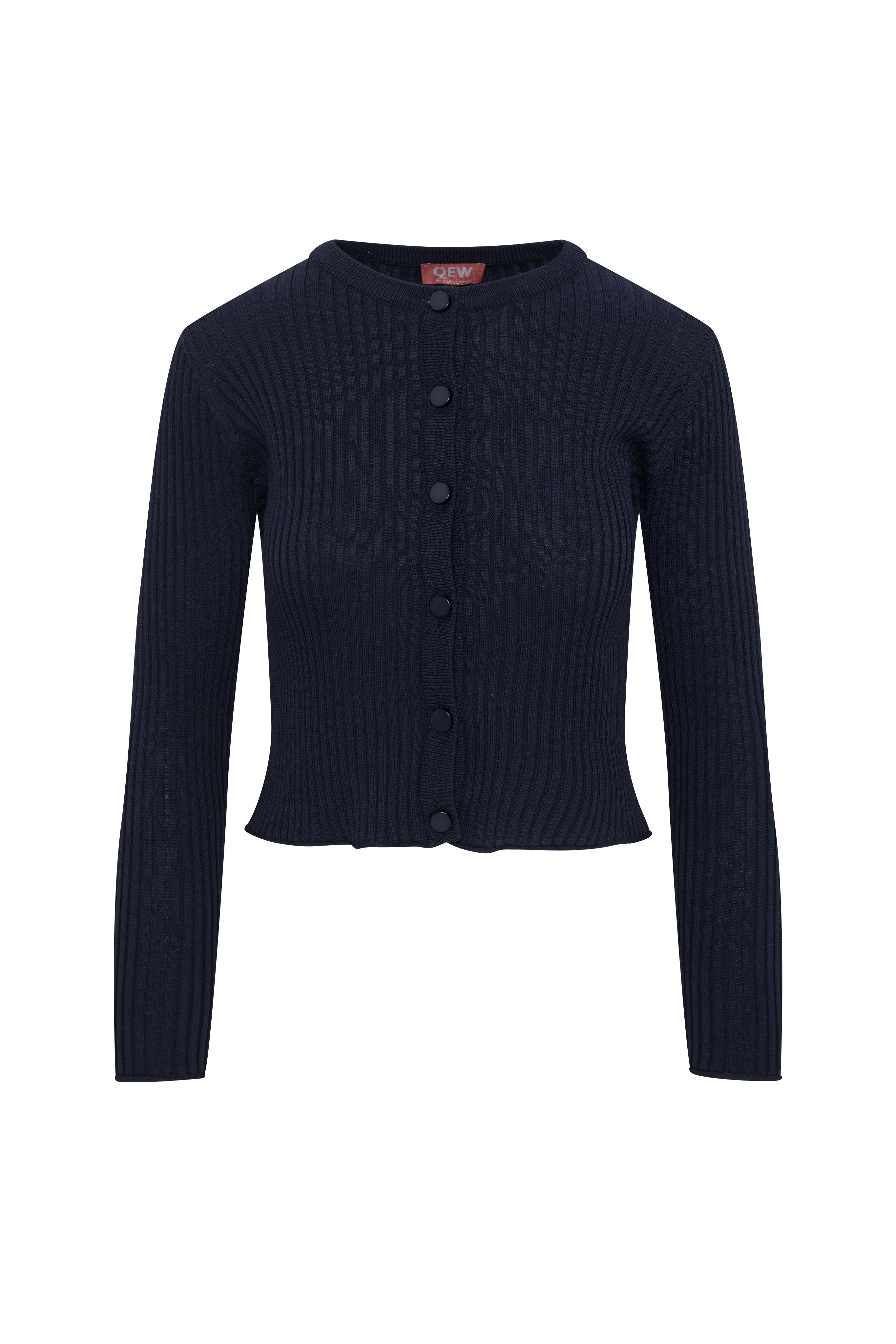 Wide Rib Cropped Knit Cardigan