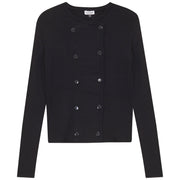 Double Breasted Cropped Knit Cardigan
