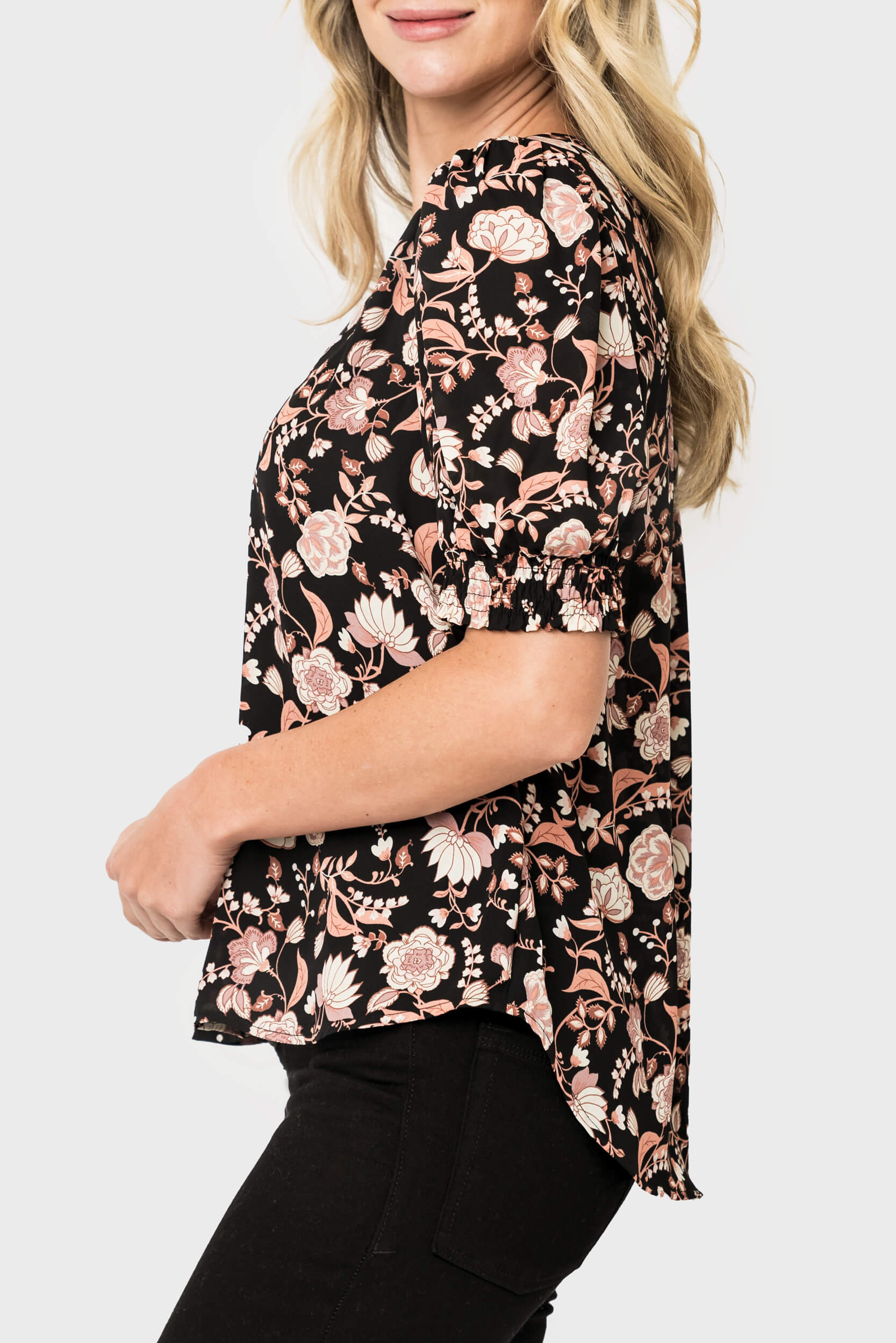 Puff Sleeve V-neck Blouse