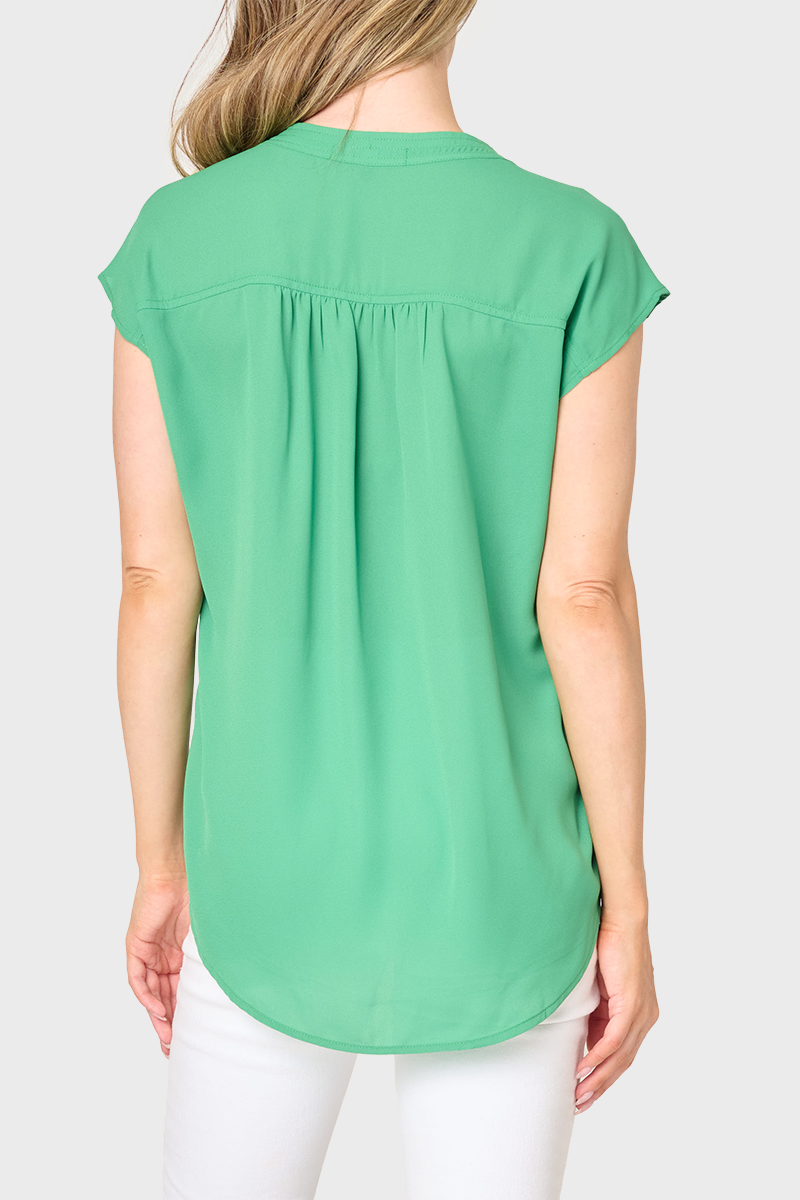 Cap Sleeve Notch Neck Blouse