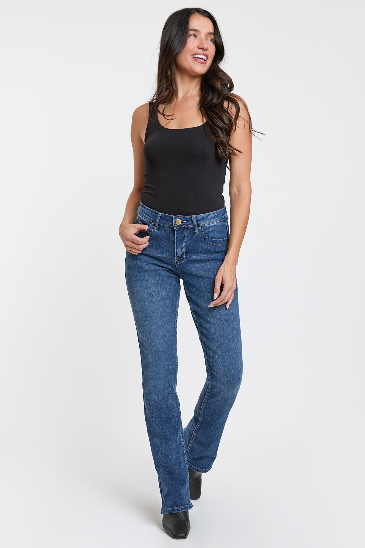 Women's High Rise Curve Confidence Wannabettabutt Bootcut Jeans