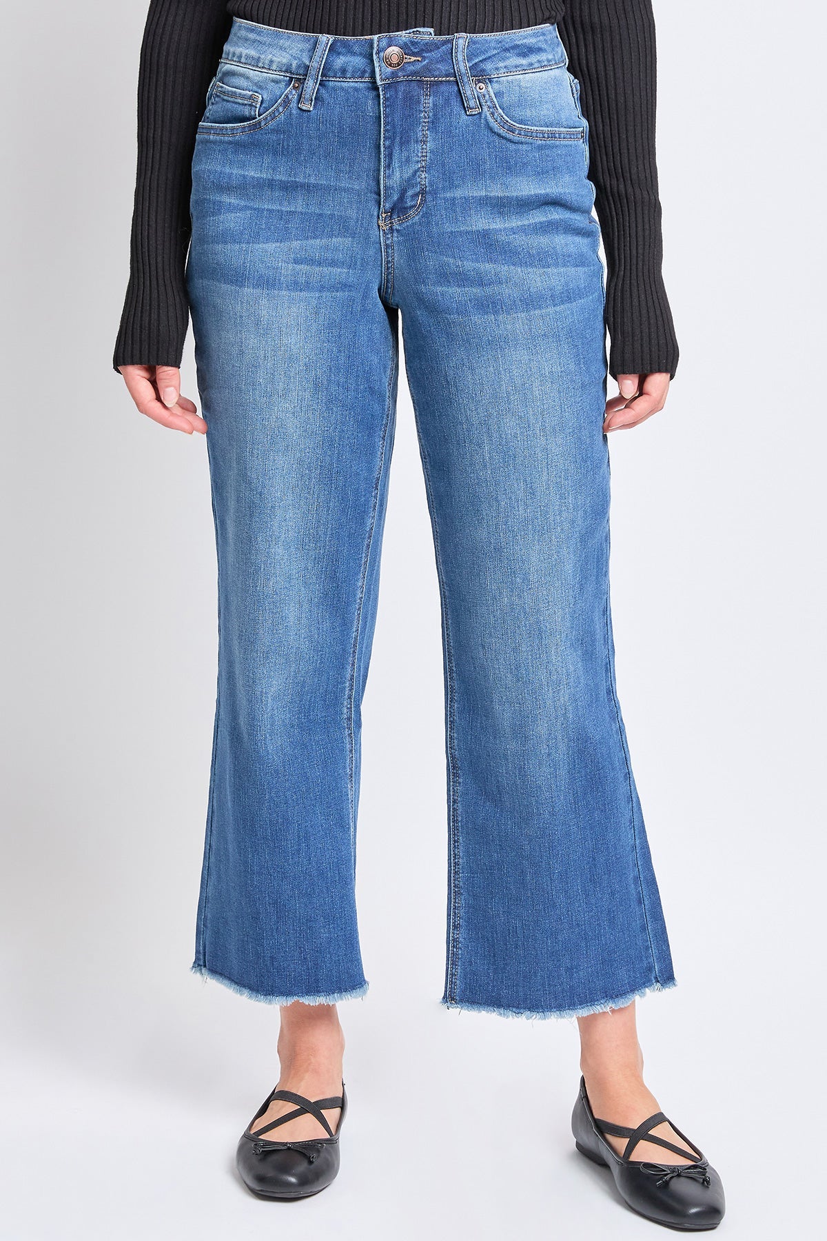 Women's High Rise Wide Leg Crop Raw Hem Jean