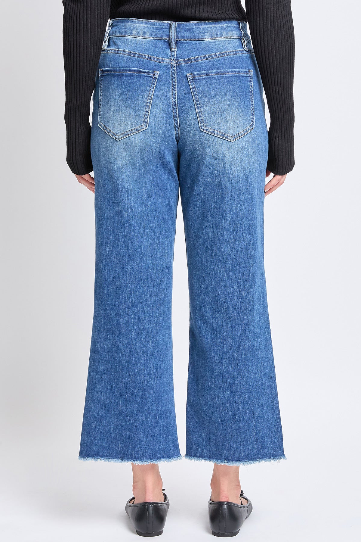 Women's High Rise Wide Leg Crop Raw Hem Jean