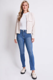 Women's High Rise Vintage Wash Straight Cuff Jean