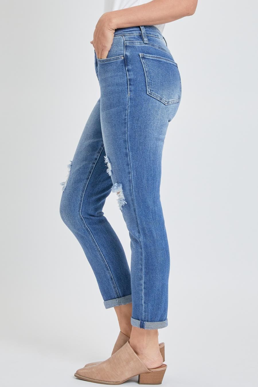 Women's Vintage High Rise Rolled-Cuff Straight Jeans