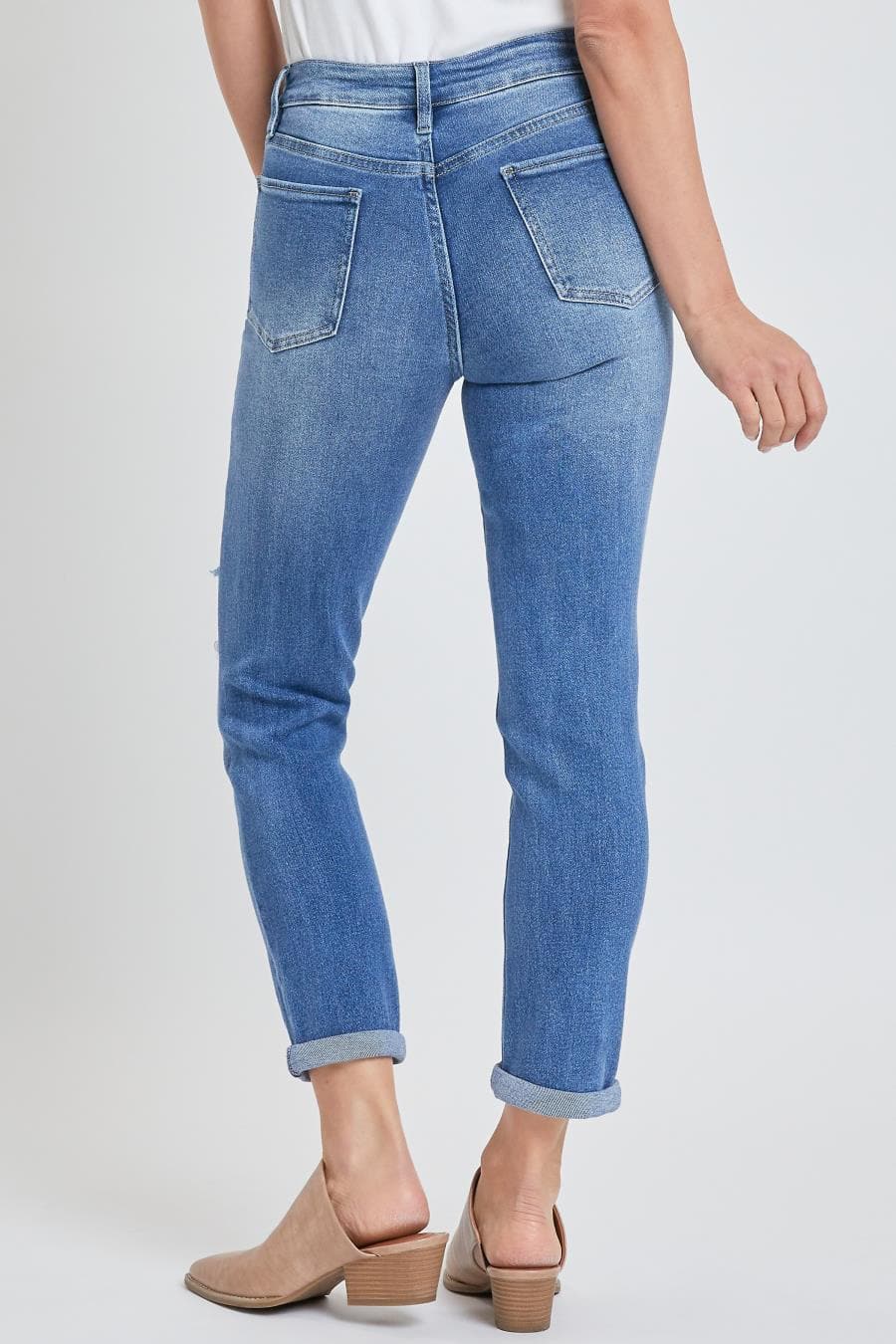Women's Vintage High Rise Rolled-Cuff Straight Jeans