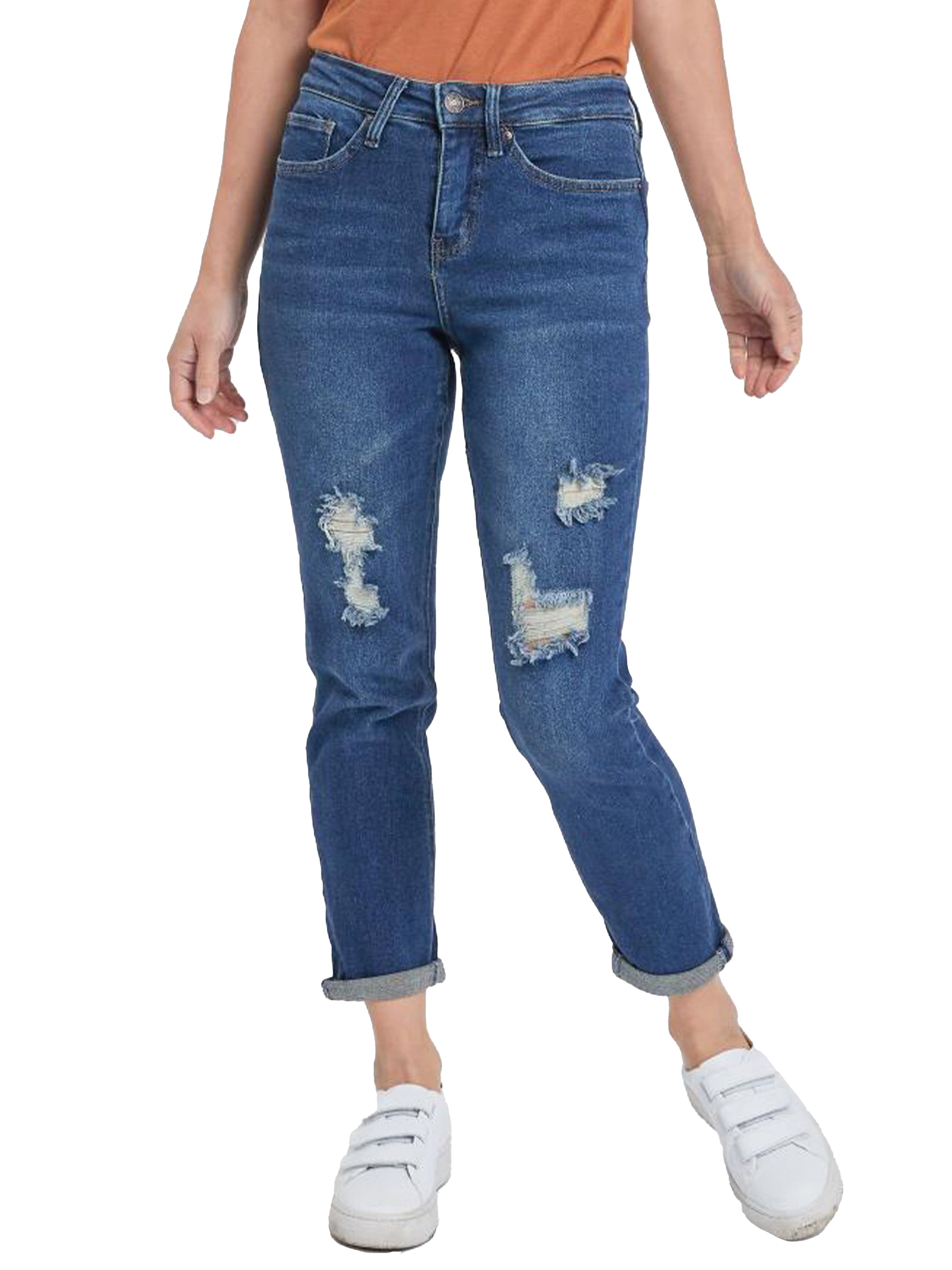 Women's Vintage High Rise Rolled-Cuff Straight Jeans