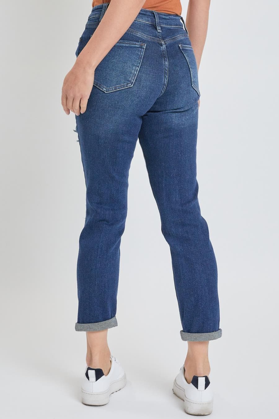 Women's Vintage High Rise Rolled-Cuff Straight Jeans