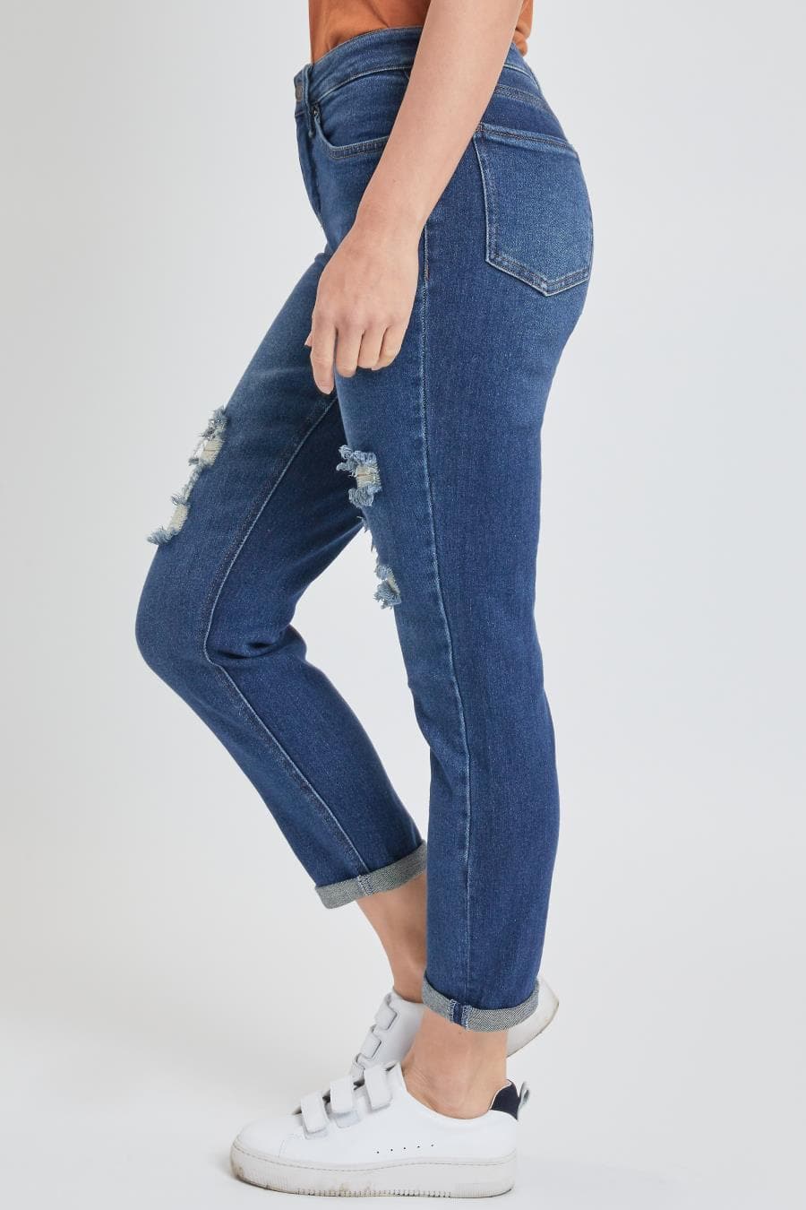 Women's Vintage High Rise Rolled-Cuff Straight Jeans