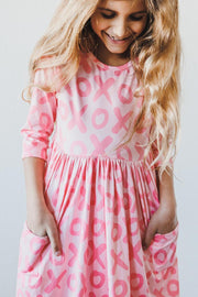 Xoxo 3/4 Sleeve Pocket Twirl Dress