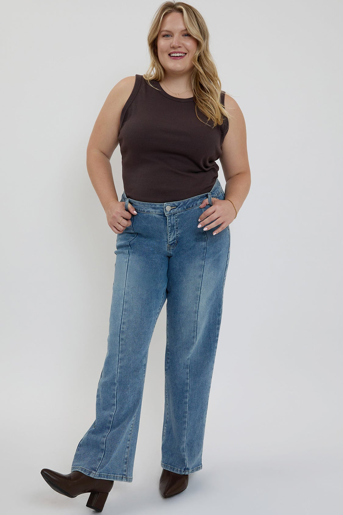 Women's Plus Front Seam Wide Leg Jeans