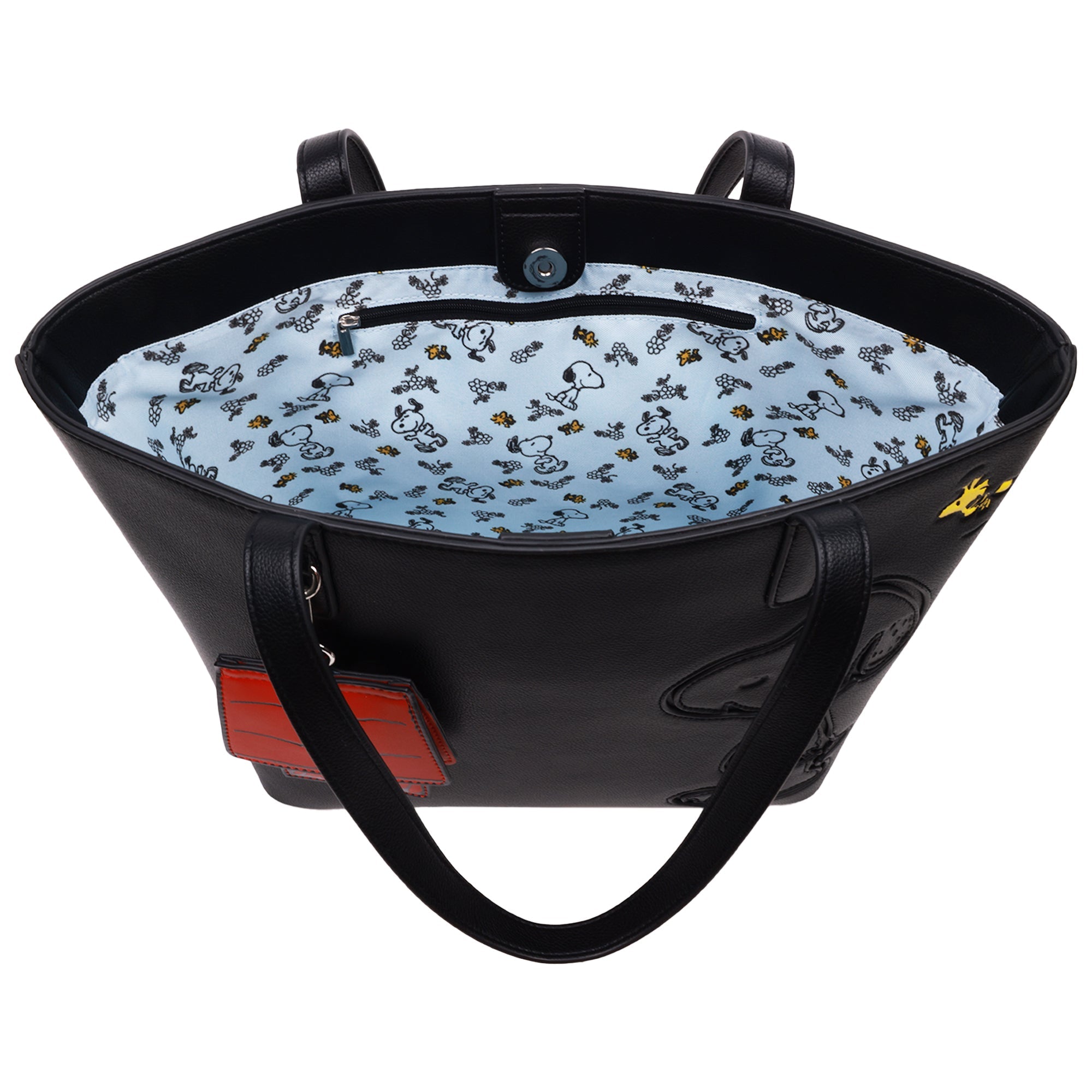 Danielle Nicole Peanuts Snoopy Minimal Black Tote Bag With Doghouse Cardholder