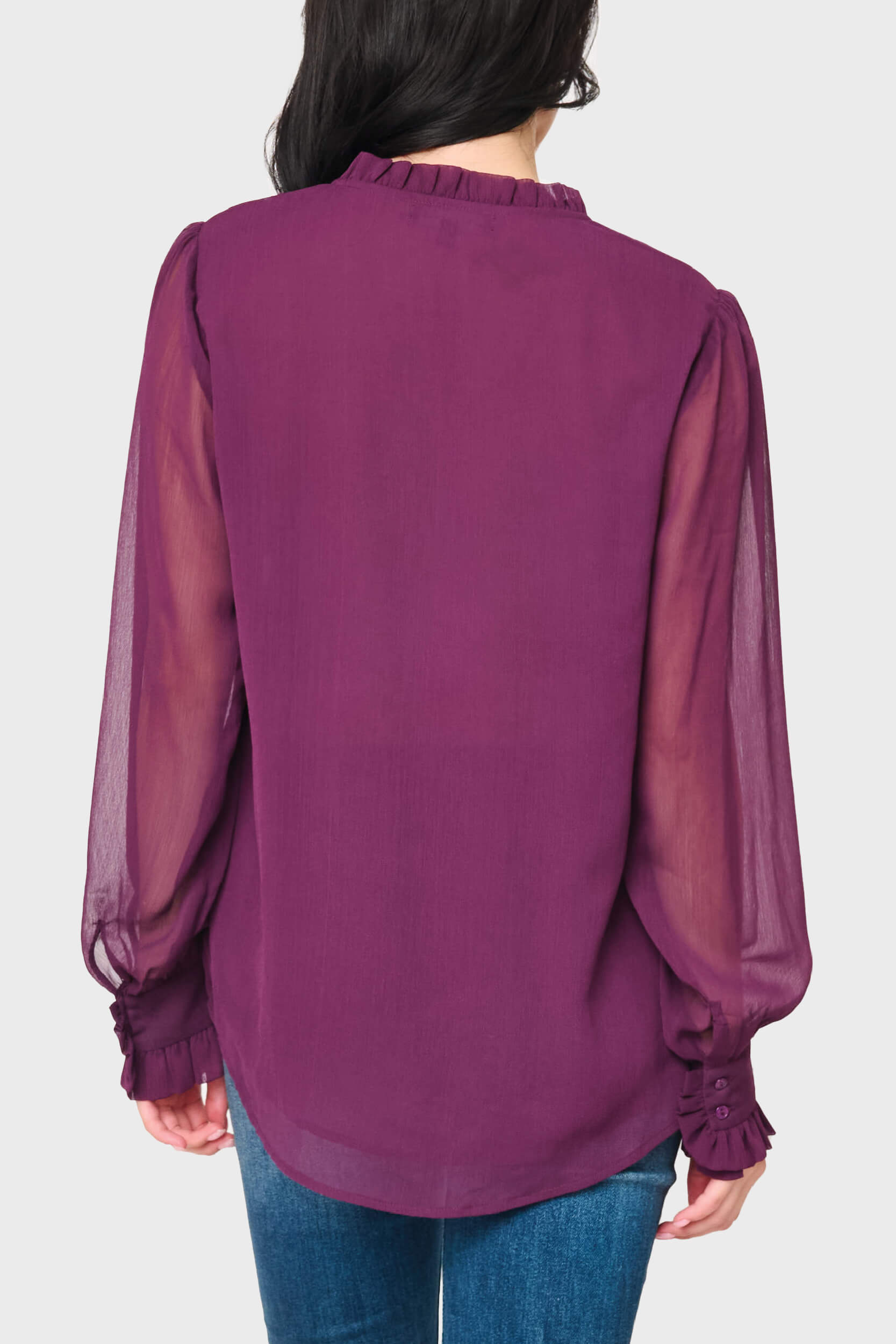 Long Sleeve Crochet Trim Blouse