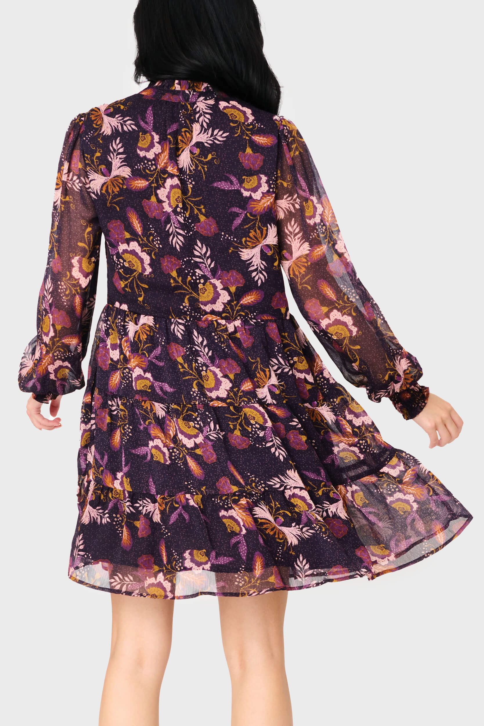 Gibsonlook Long Sleeve Chiffon Decked Out Day Dress