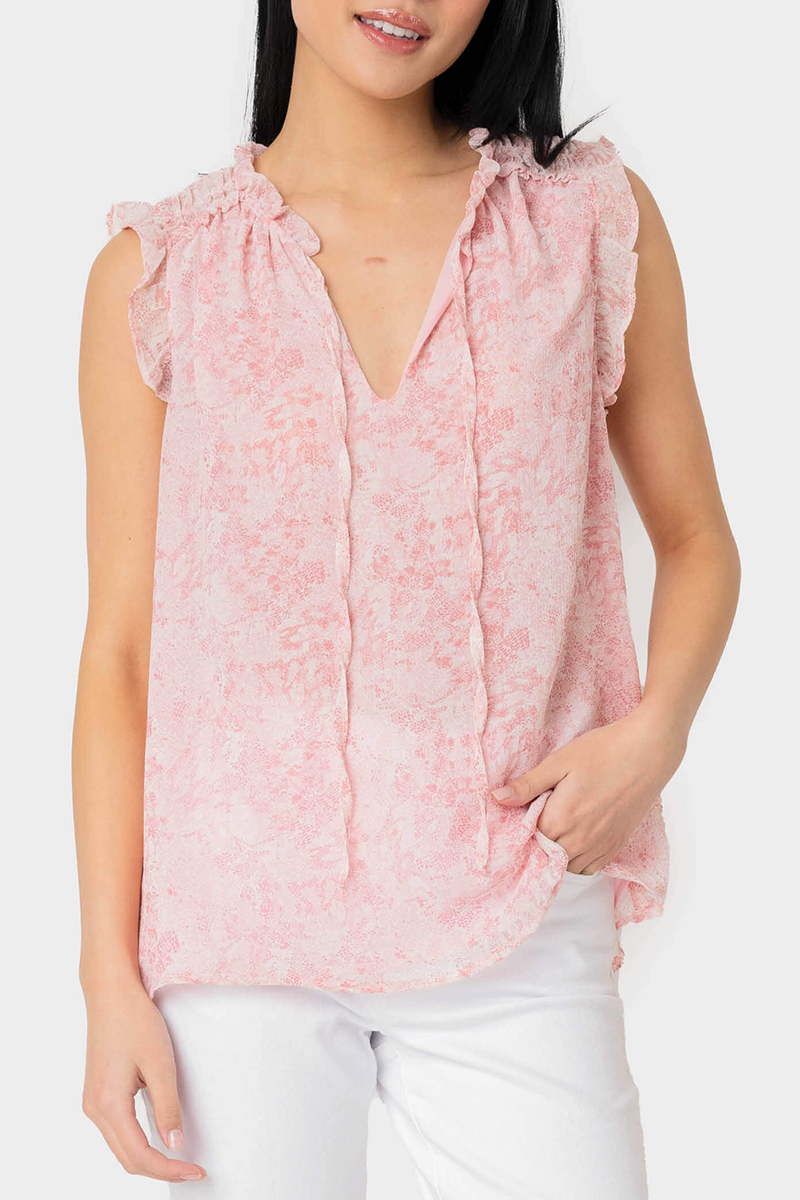 Ruffle Trimmed V-neck Blouse
